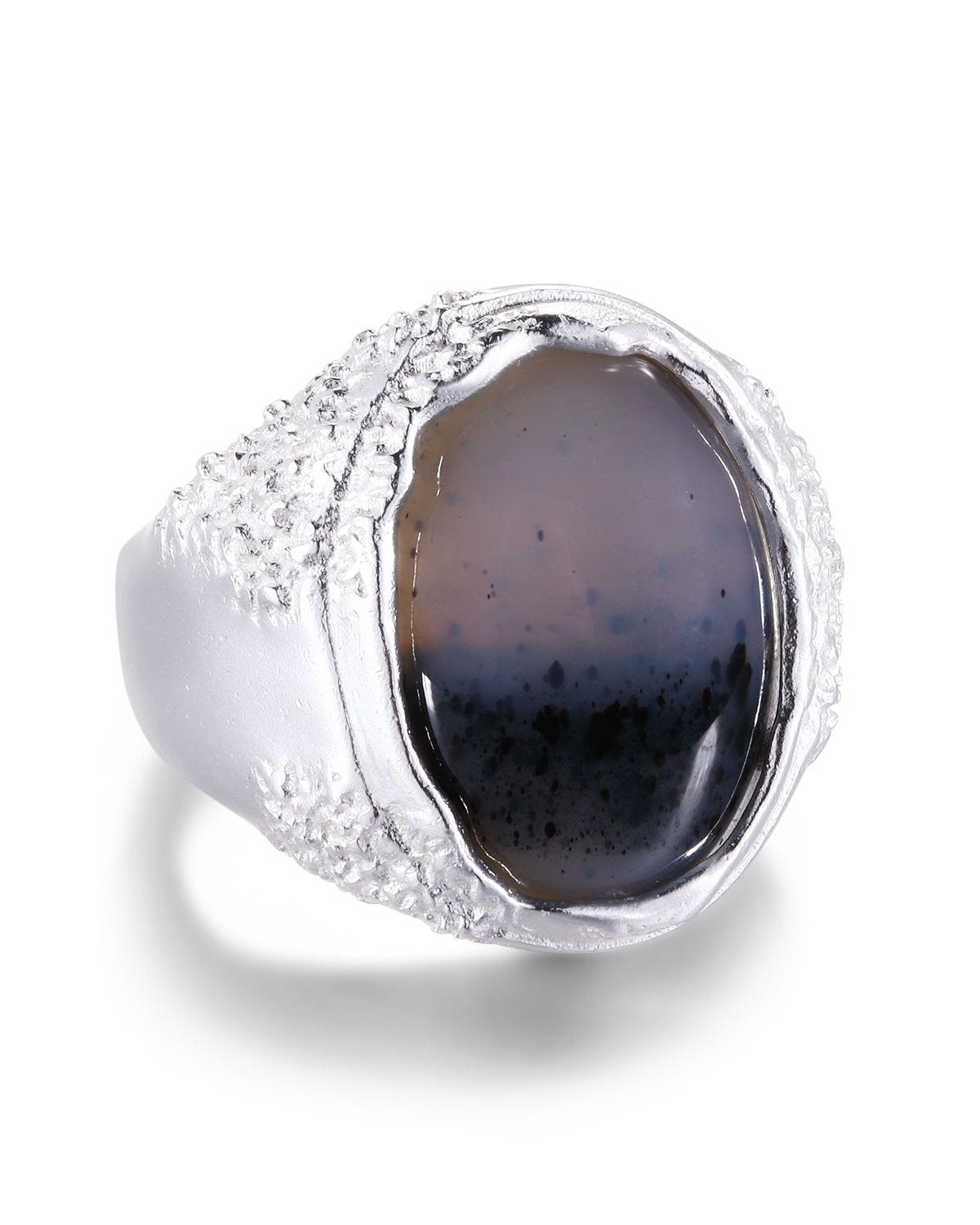 Ocean-Natural Chalcedony Sterling Silver Couple Ring - Zhulry