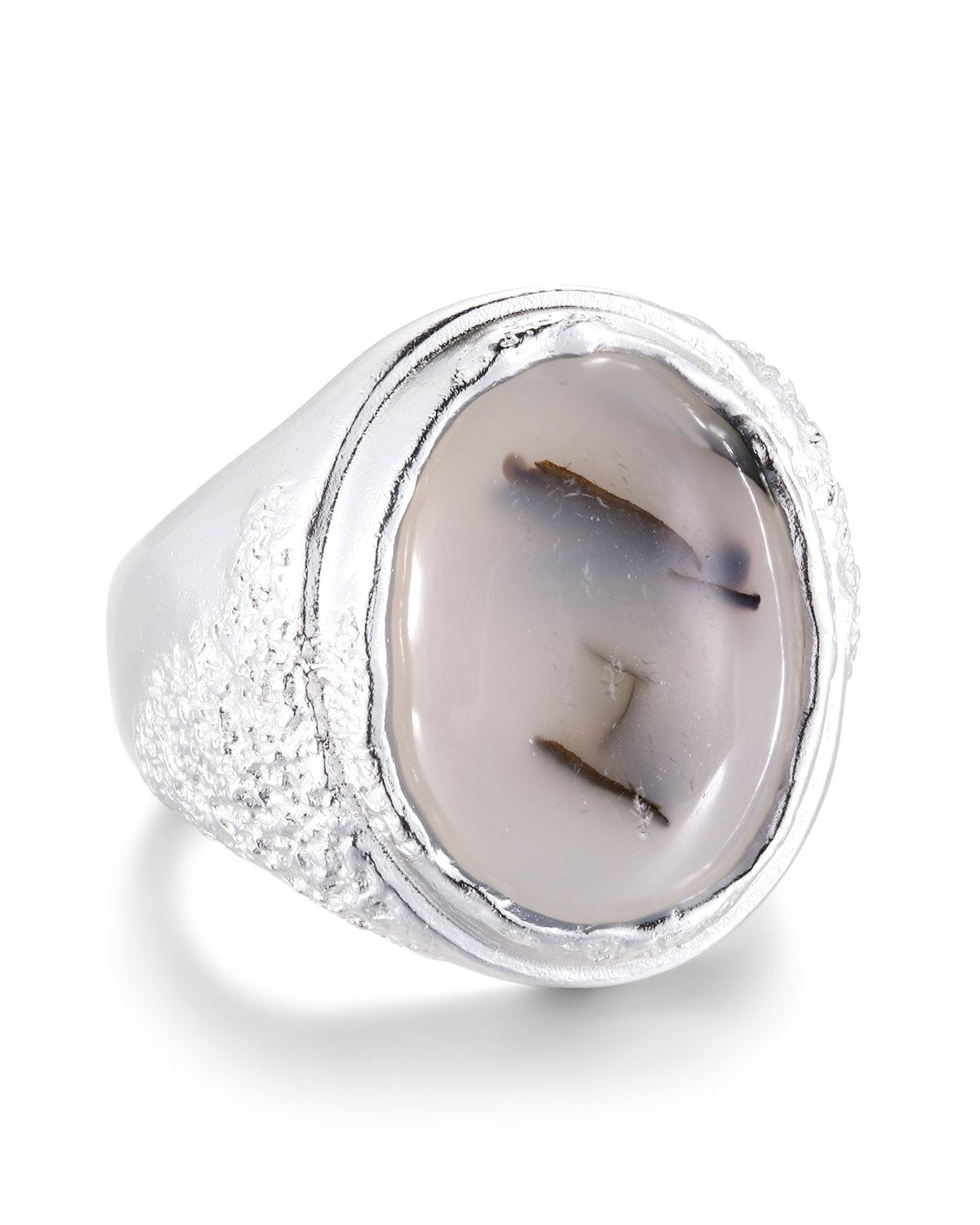 Ocean-Natural Chalcedony Sterling Silver Couple Ring - Zhulry