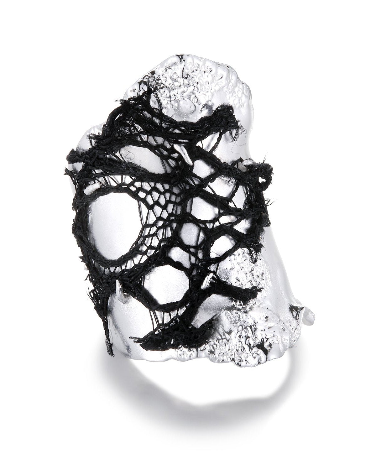 Baroque-Metallic Lace Sterling Silver Lace Wide Ring - Zhulry