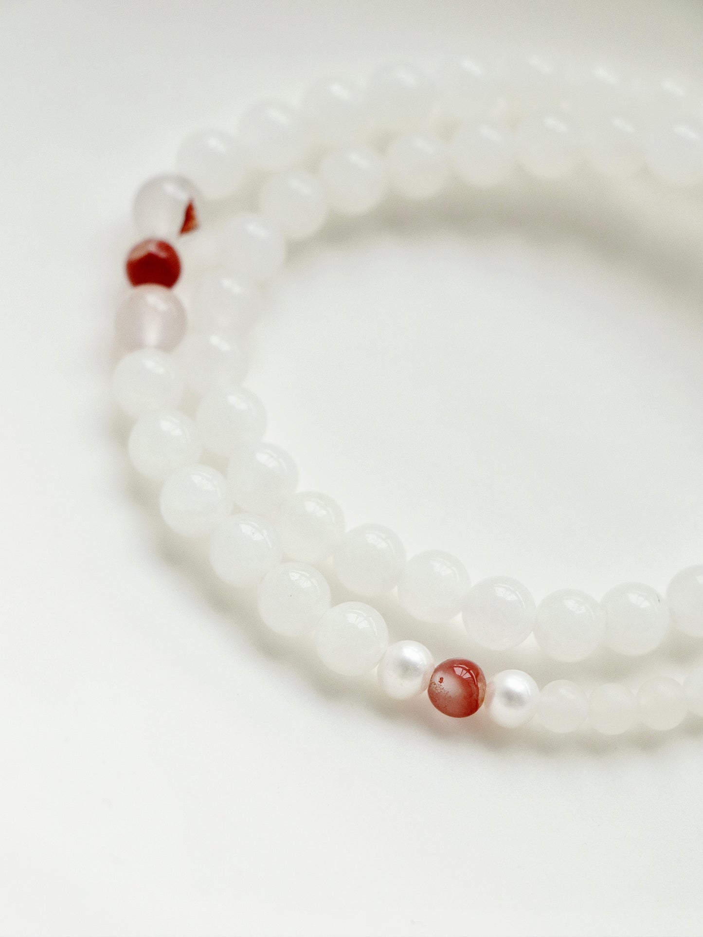 Lotus-Agate Natural White Jade Pearl Double Circle Bracelet