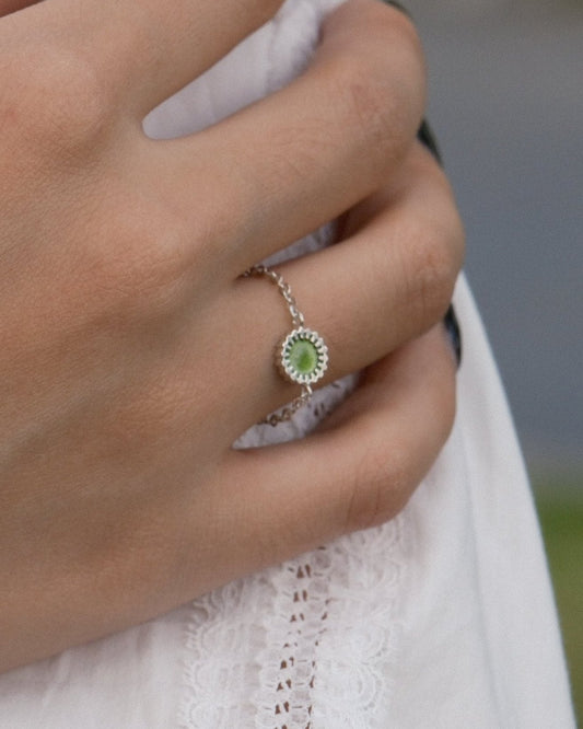 Spring Garden-Enamel Flower Sterling Silver Chain Ring - Zhulry