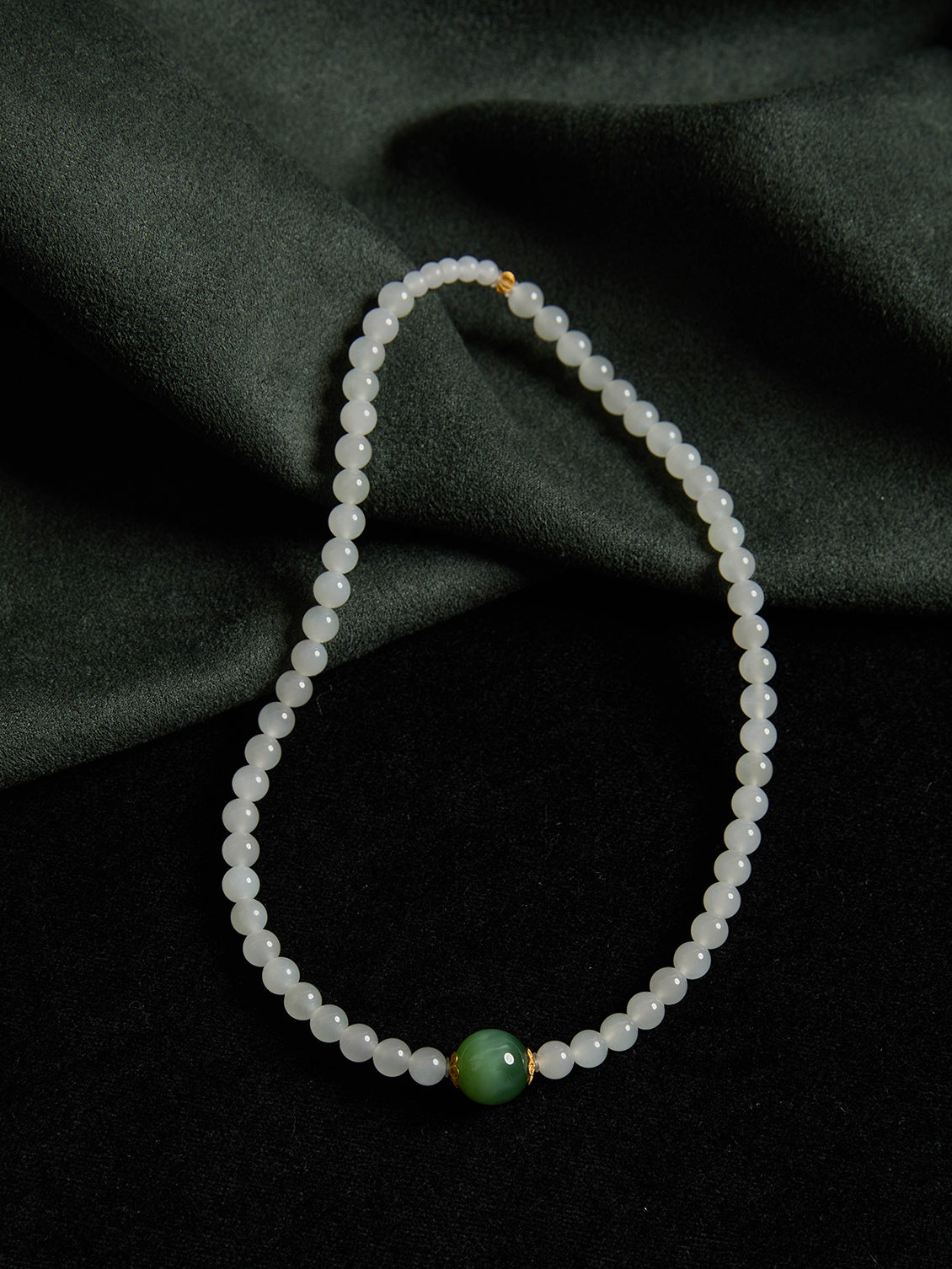 Pure collection Natural Jade Cat's Eye Double Circle Beaded Bracelet