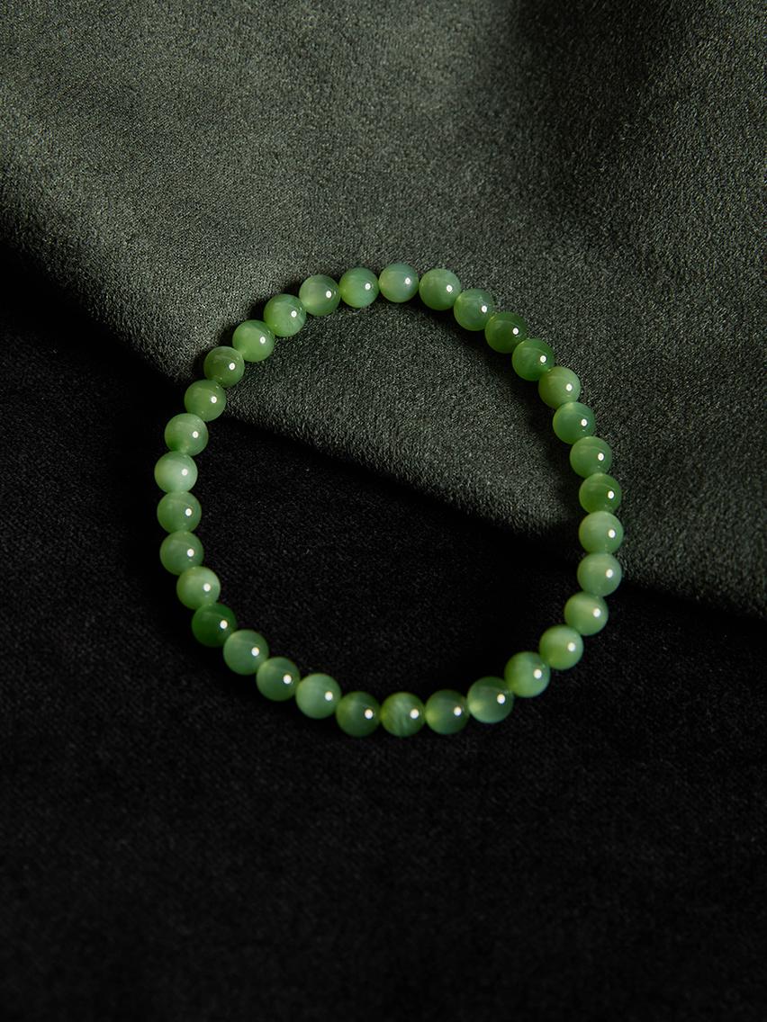 Forest Collection - Natural Green Cat's Eye Jade Bracelet with Beads