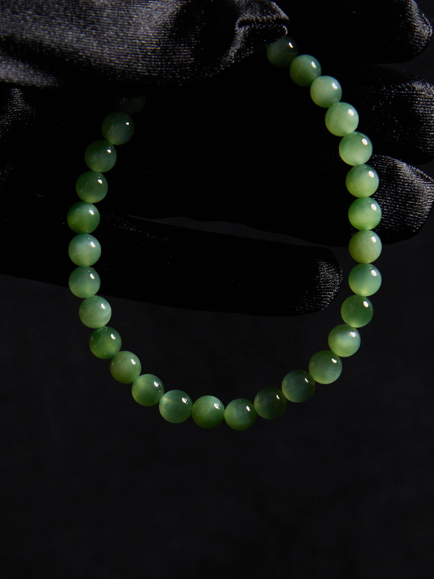 Forest Collection - Natural Green Cat's Eye Jade Bracelet with Beads