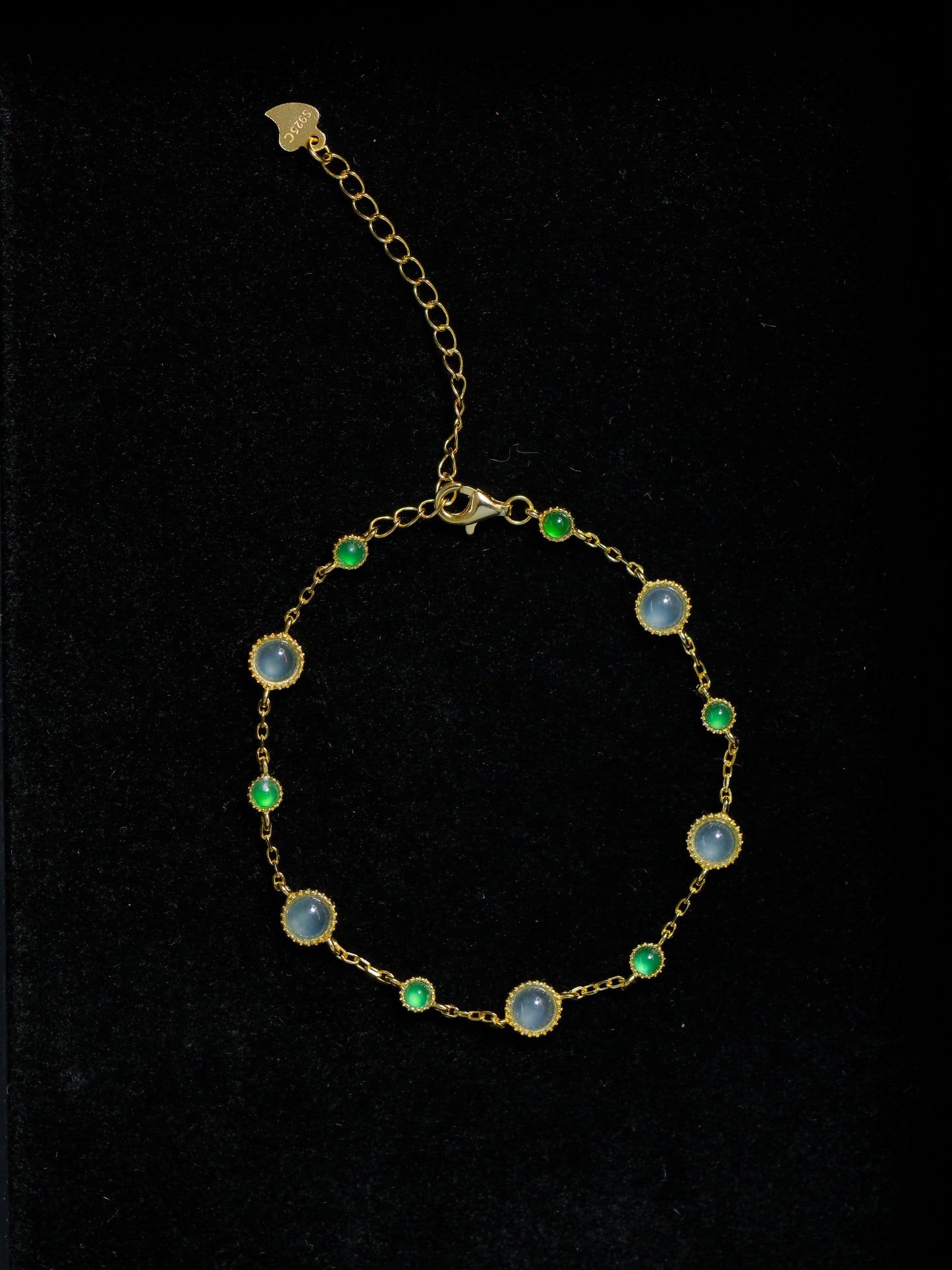 Two-tone Jadeite Ultra-fine Silver and Gold-plated Bracelet