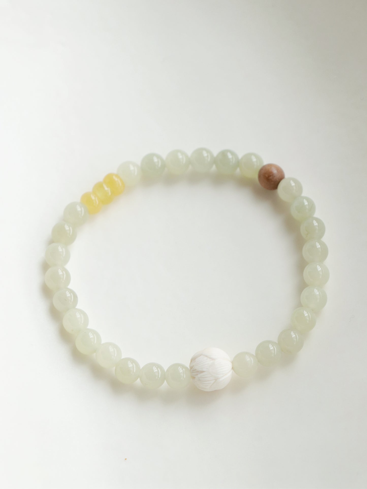 Spring-Natural Jade Light Maple Sugar Wood Beads Bracelet