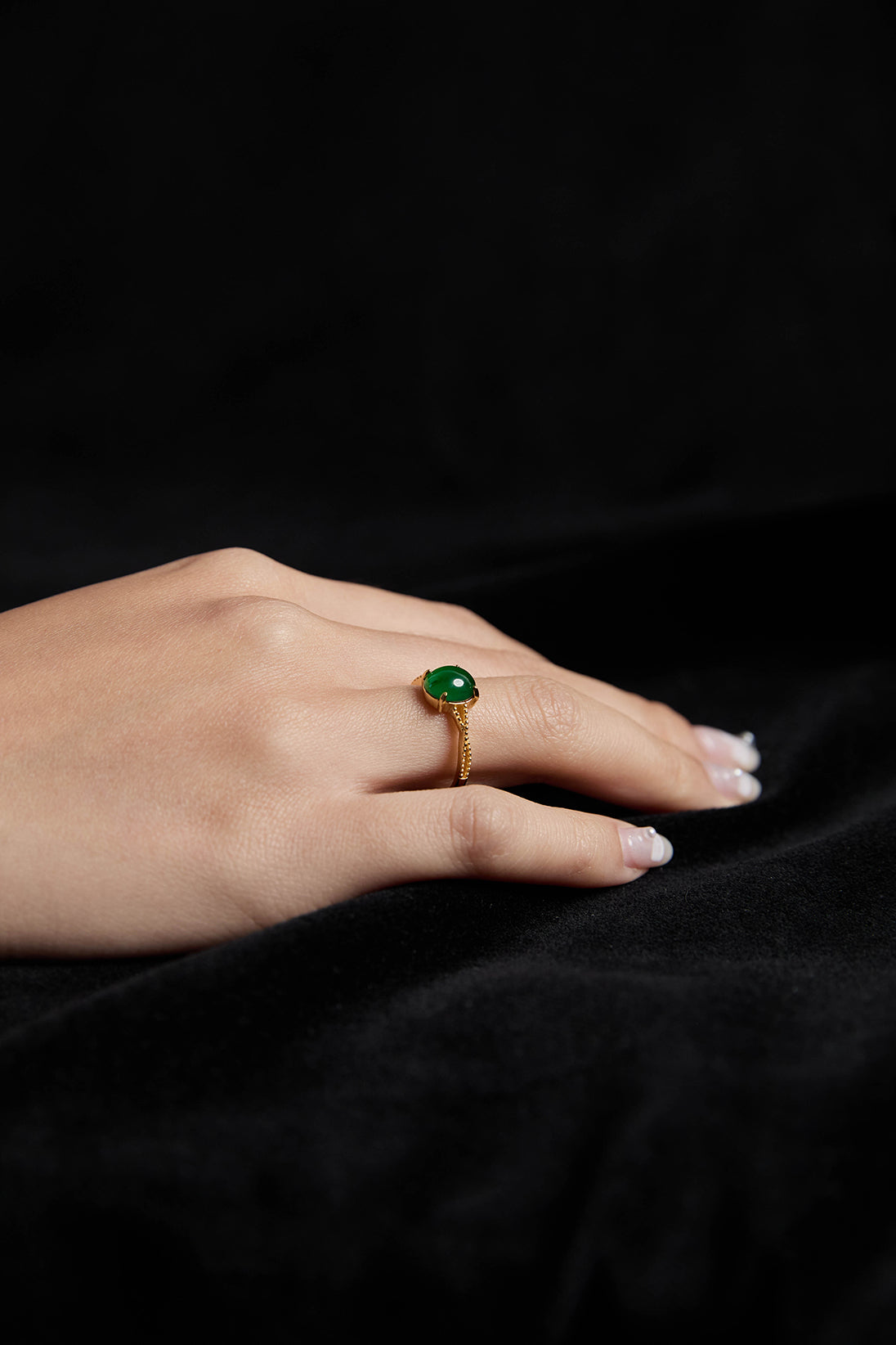 Cyan-Natural Jade Gold Ring