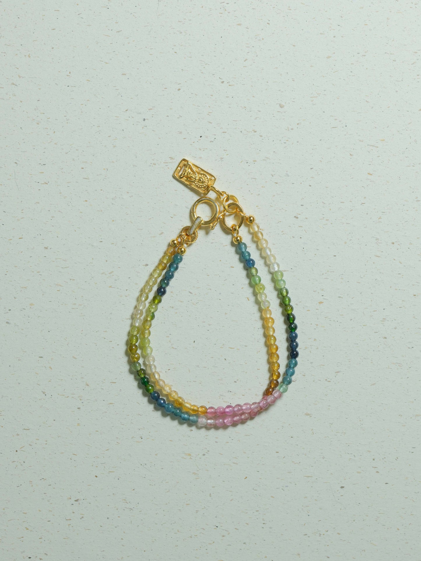 Rainbow- Tourmaline Double Circle Bracelet