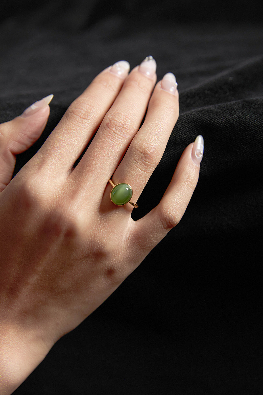 Cyan-Natural Jade Gold Ring