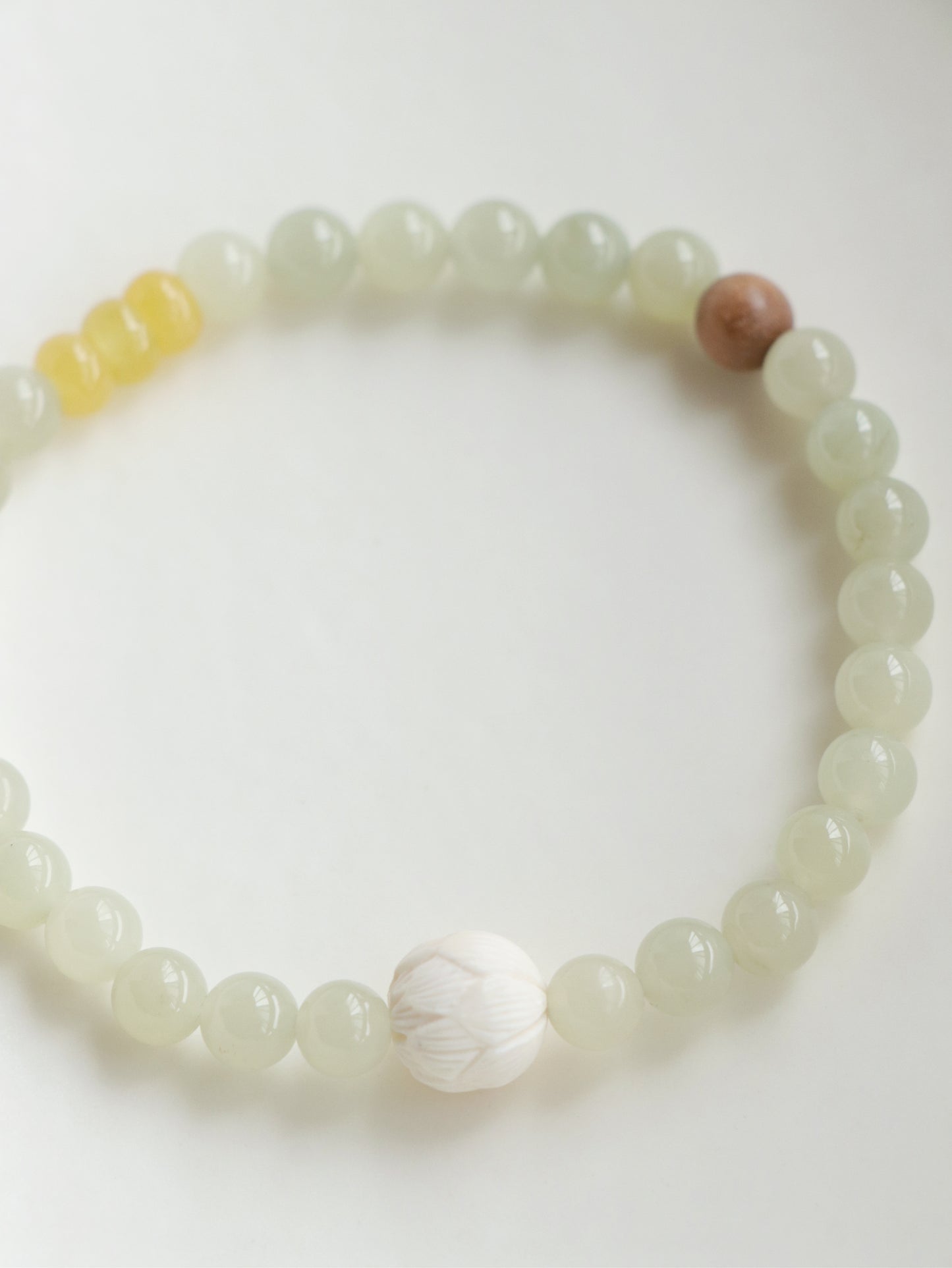 Spring-Natural Jade Light Maple Sugar Wood Beads Bracelet