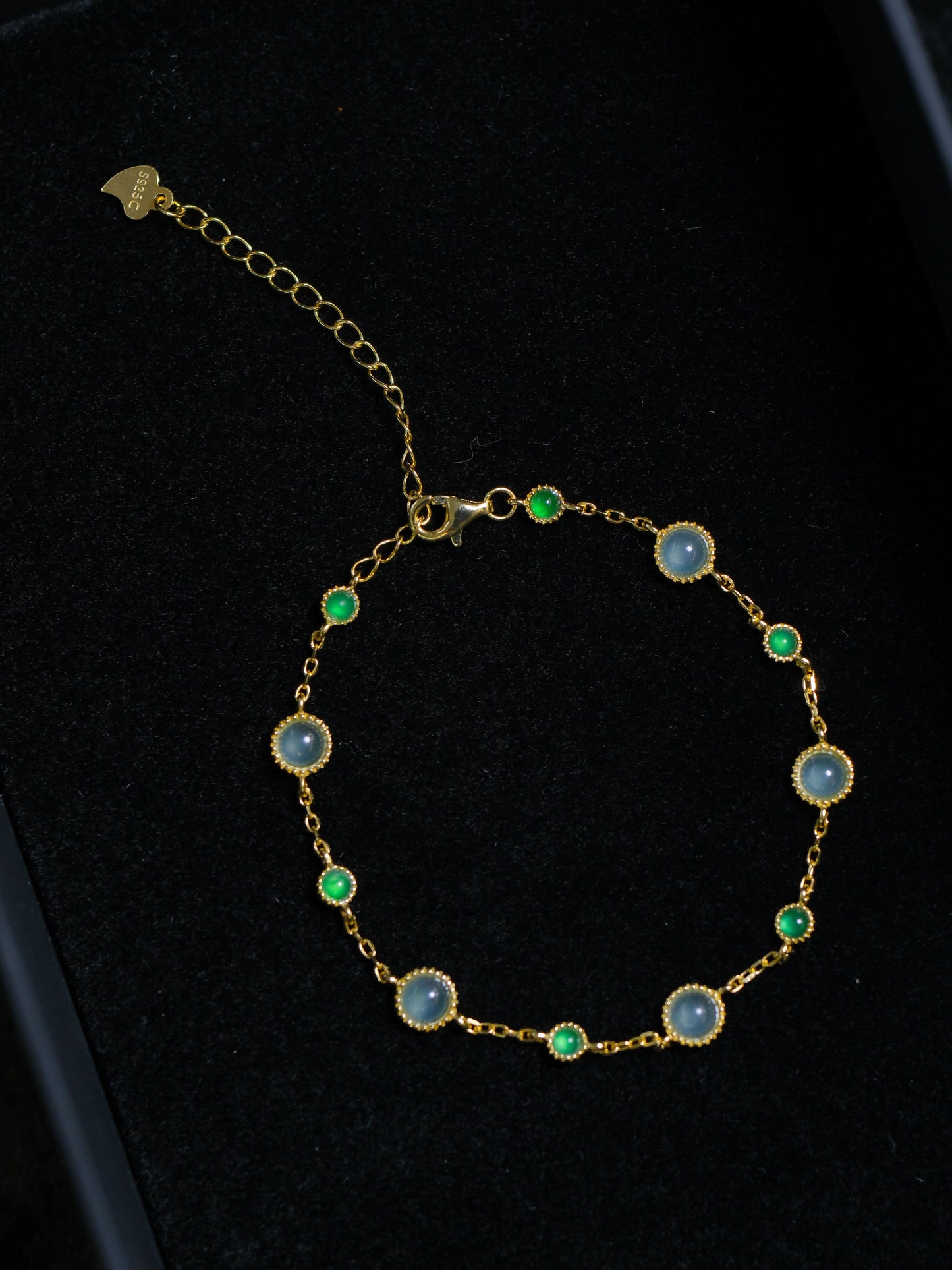 Two-tone Jadeite Ultra-fine Silver and Gold-plated Bracelet