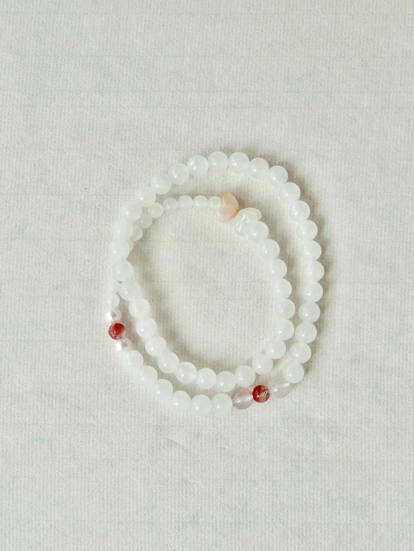 Lotus-Agate Natural White Jade Pearl Double Circle Bracelet