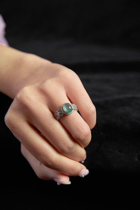 Azure-Jade and Zircon Ring