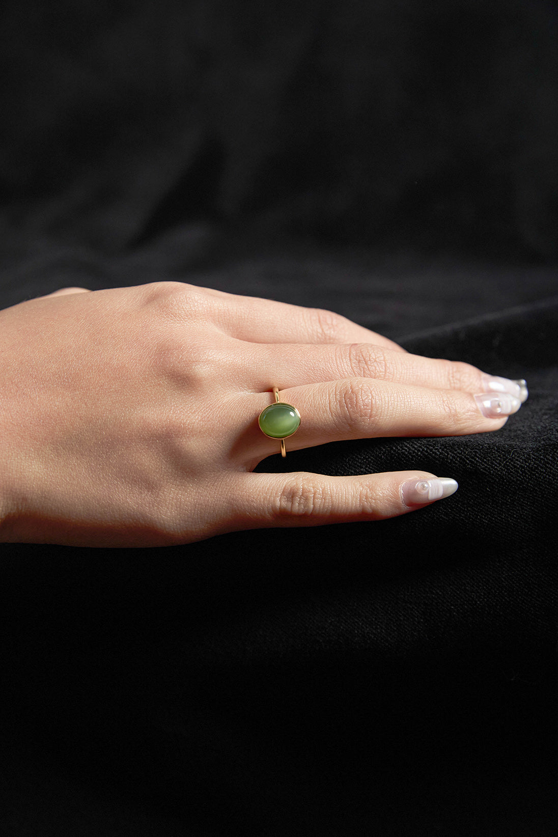 Cyan-Natural Jade Gold Ring