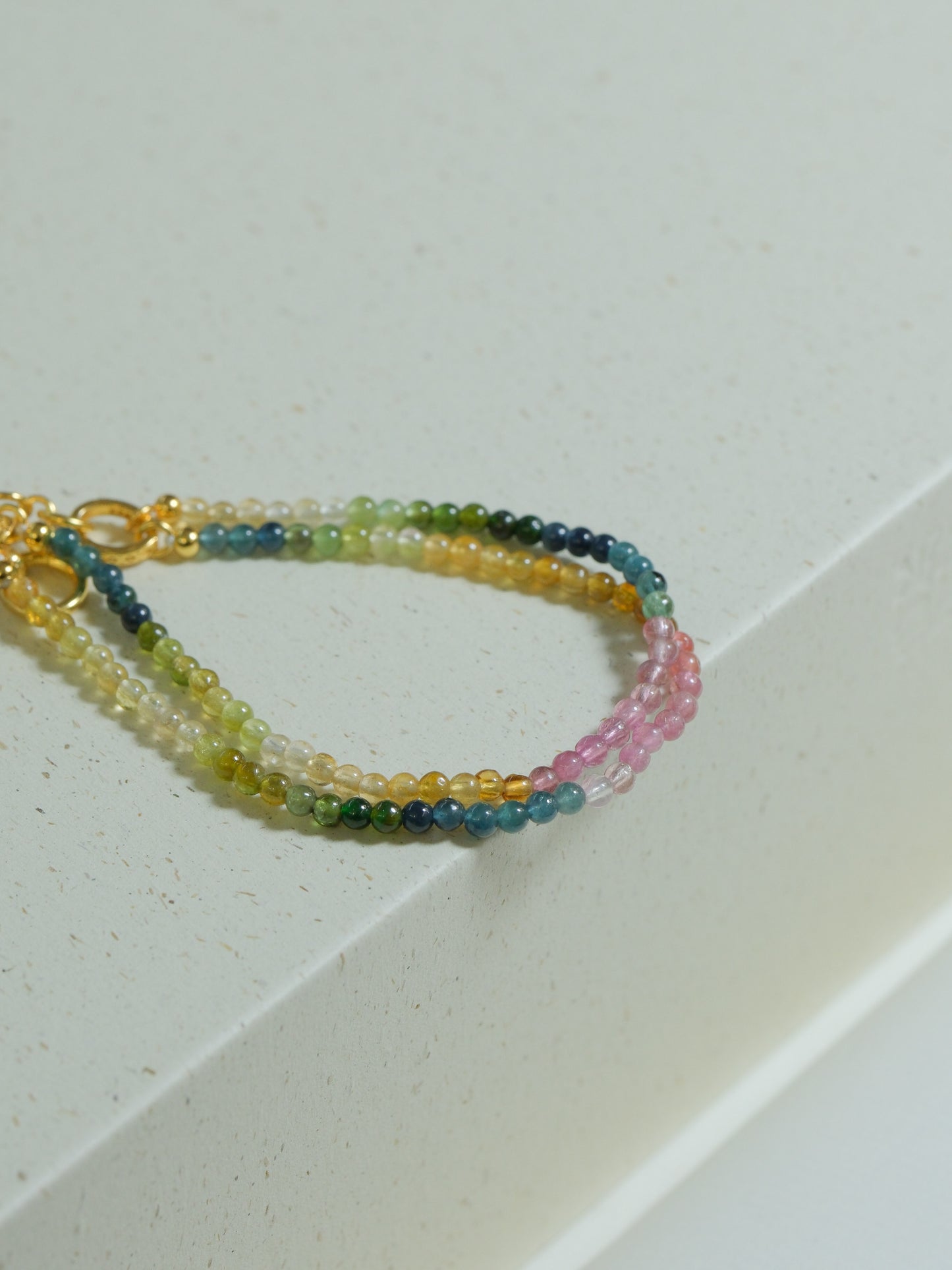 Rainbow- Tourmaline Double Circle Bracelet