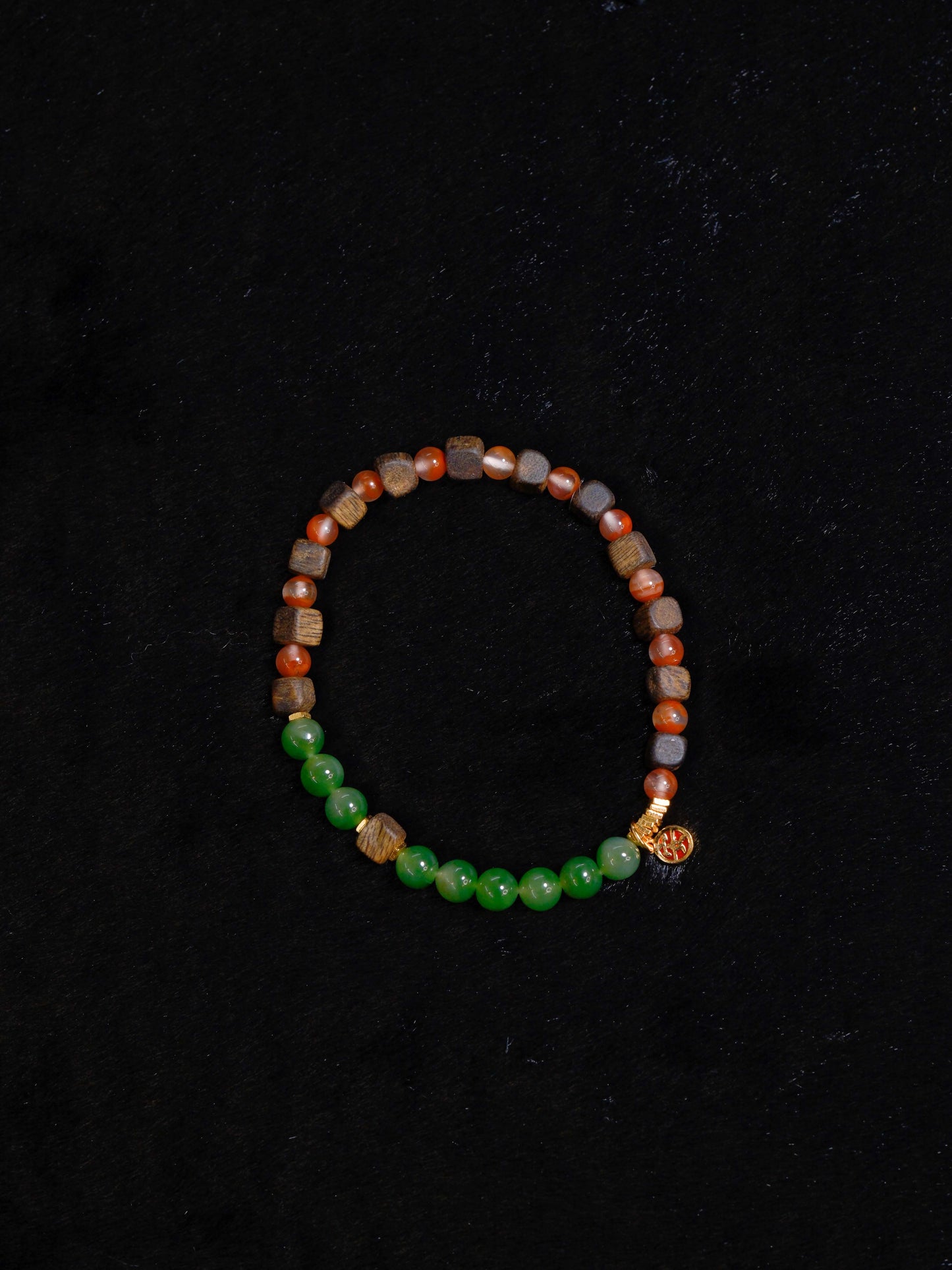 Wood Collection - Natural Green Jade  Wood Beaded Bracelet