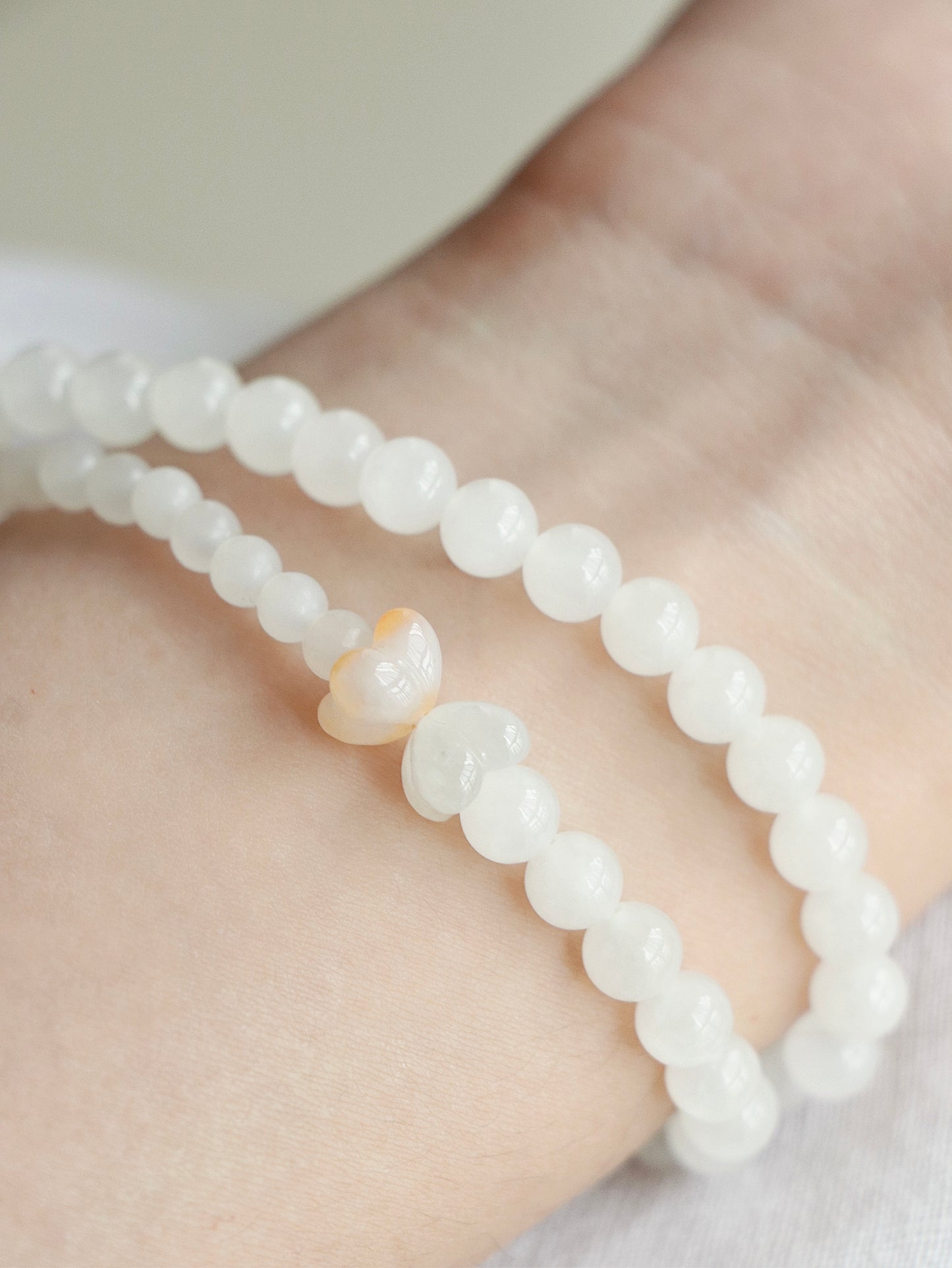 Lotus-Agate Natural White Jade Pearl Double Circle Bracelet