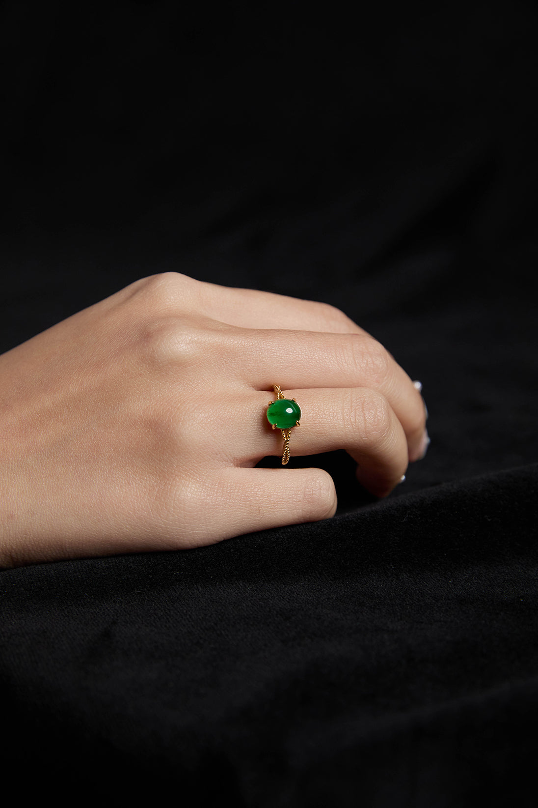 Cyan-Natural Jade Gold Ring