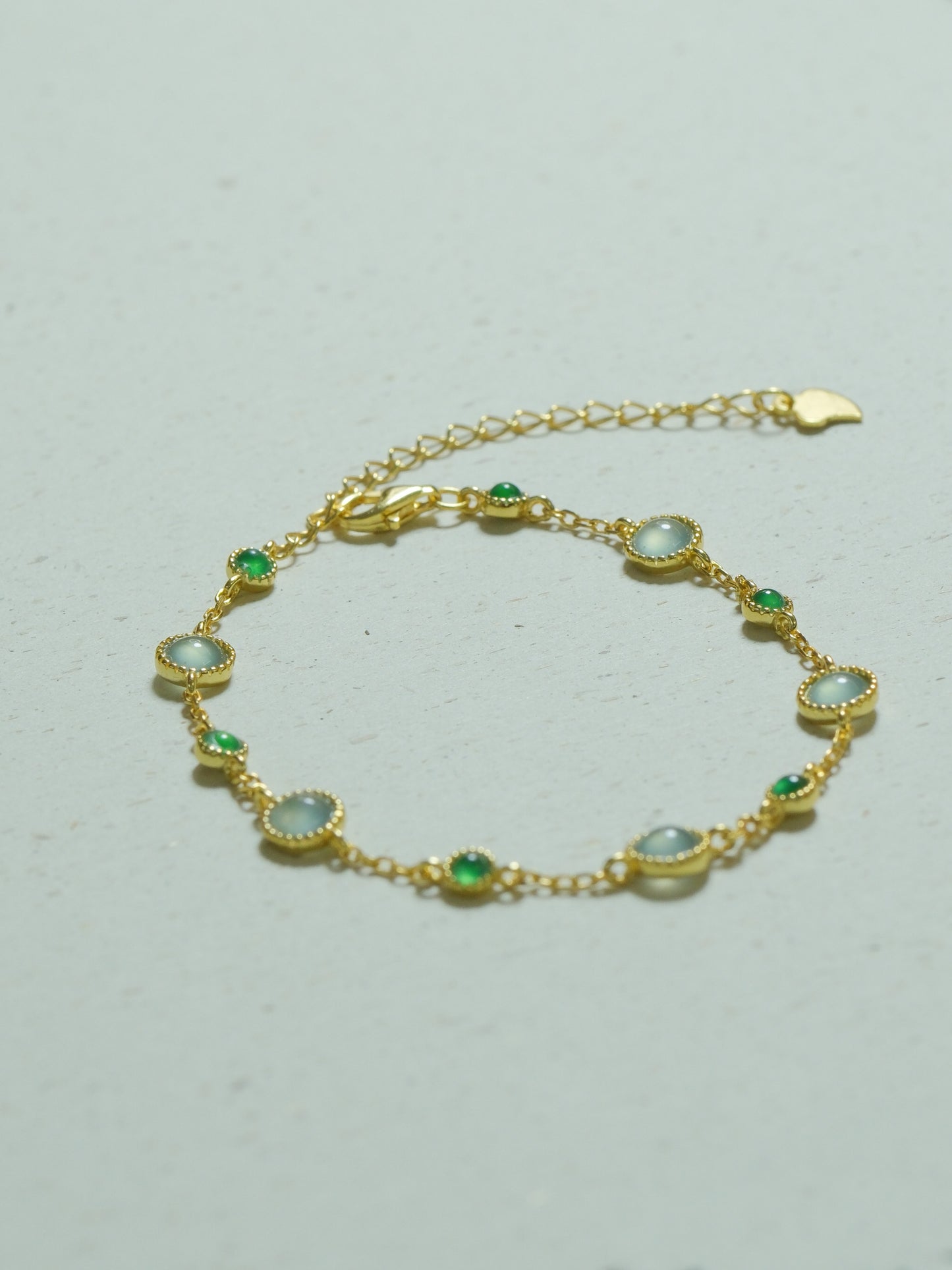 Two-tone Jadeite Ultra-fine Silver and Gold-plated Bracelet