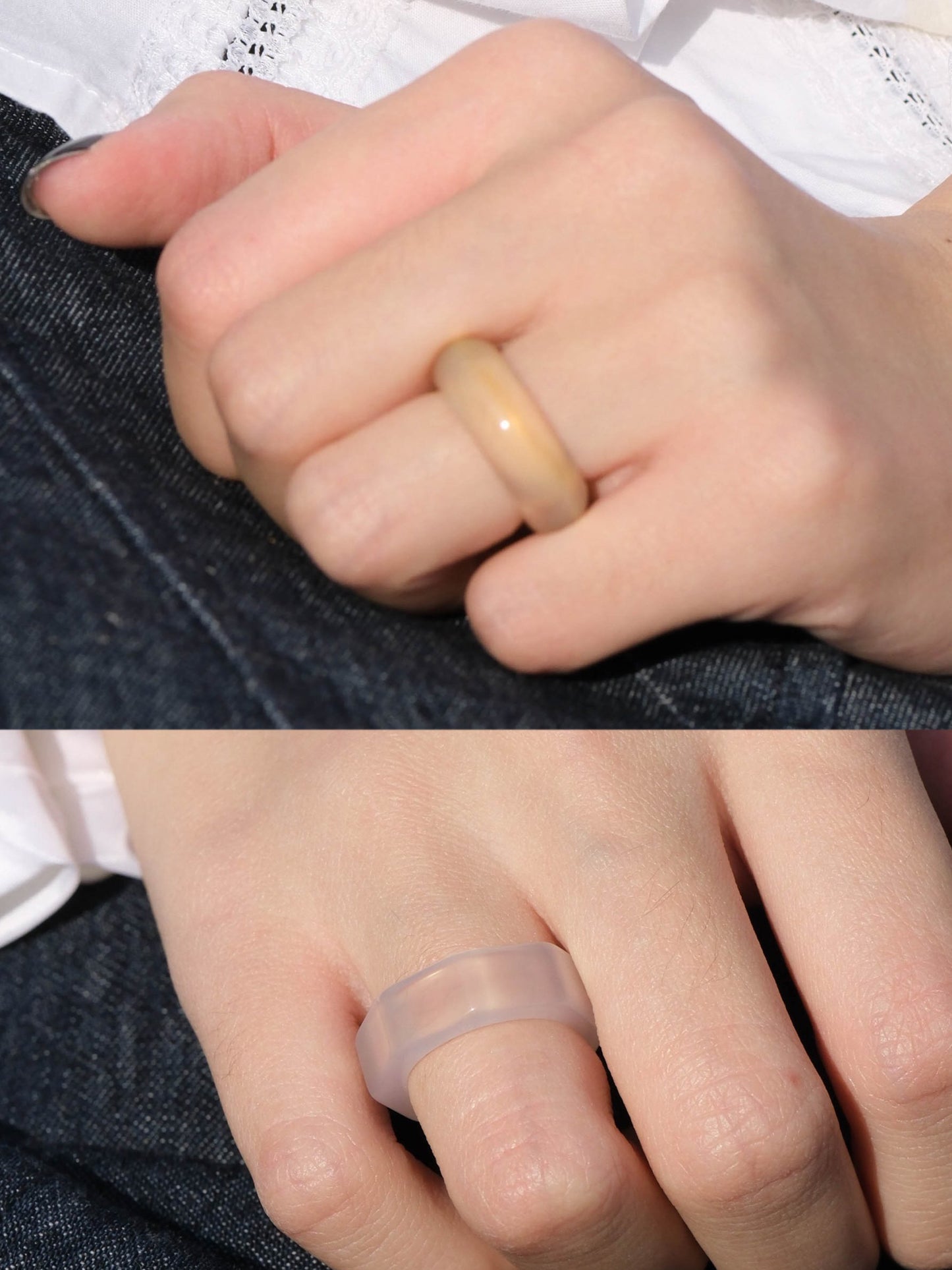 Narrow-Natural Agate Rings