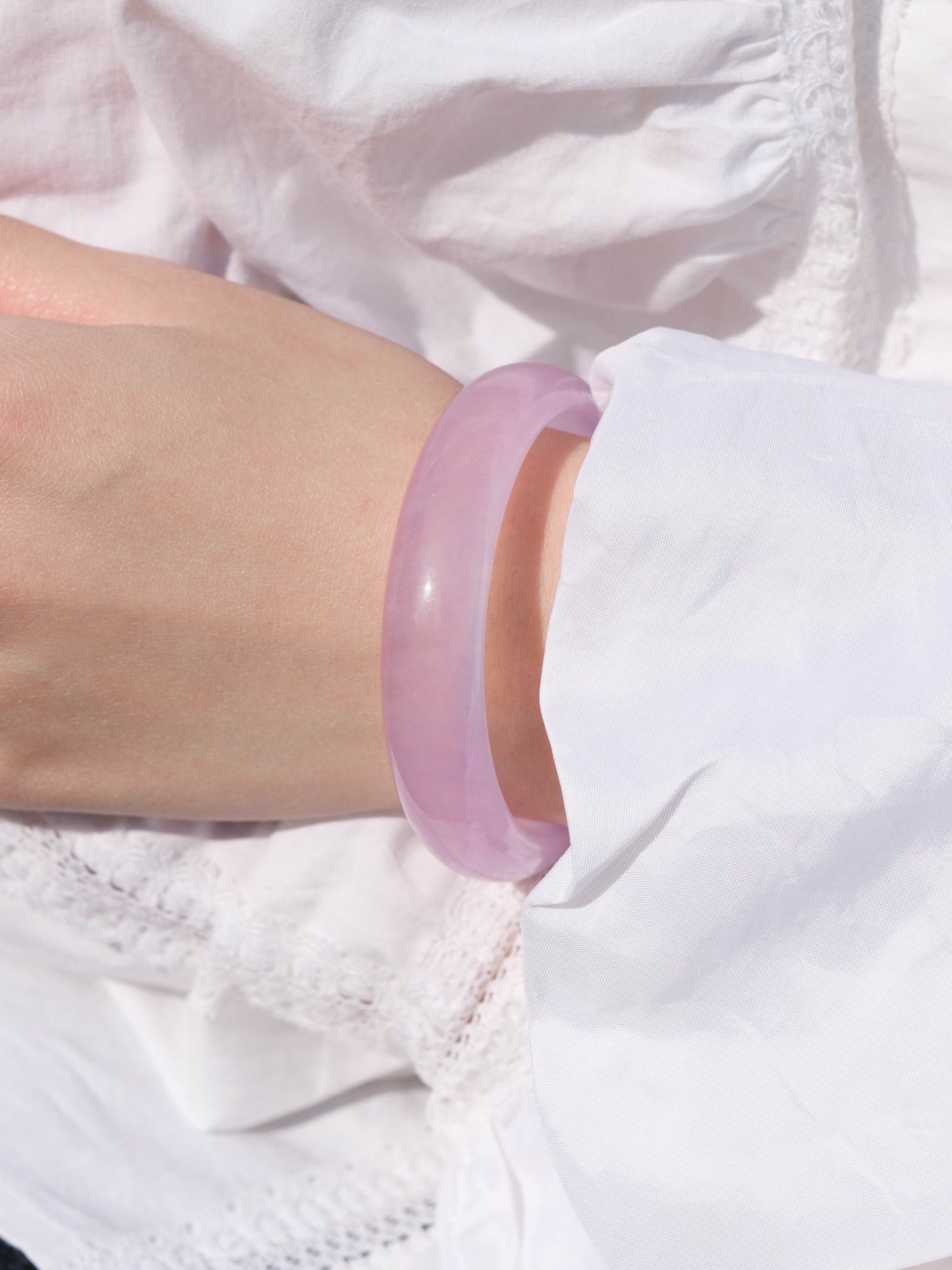 Charm-Natural Purple Jade Bangle - Zhulry