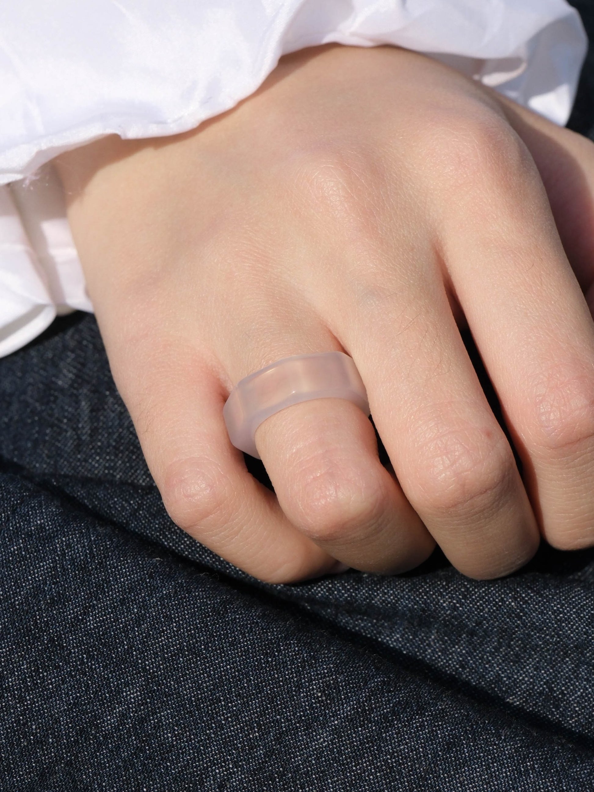 Angular-Natural White Agate Cut Ring - Zhulry