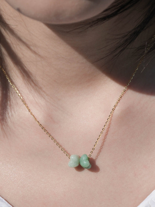 Flowers-Natural Green Jade Gold Necklace - Zhulry