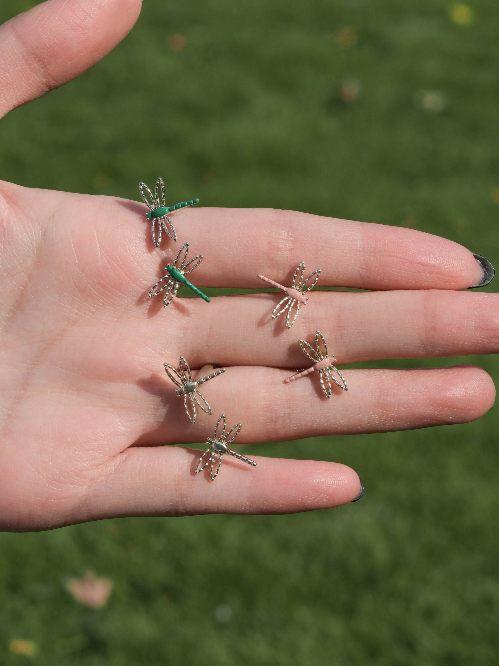 Spring Garden-Enamel Dragonfly Sterling Silver Ring - Zhulry