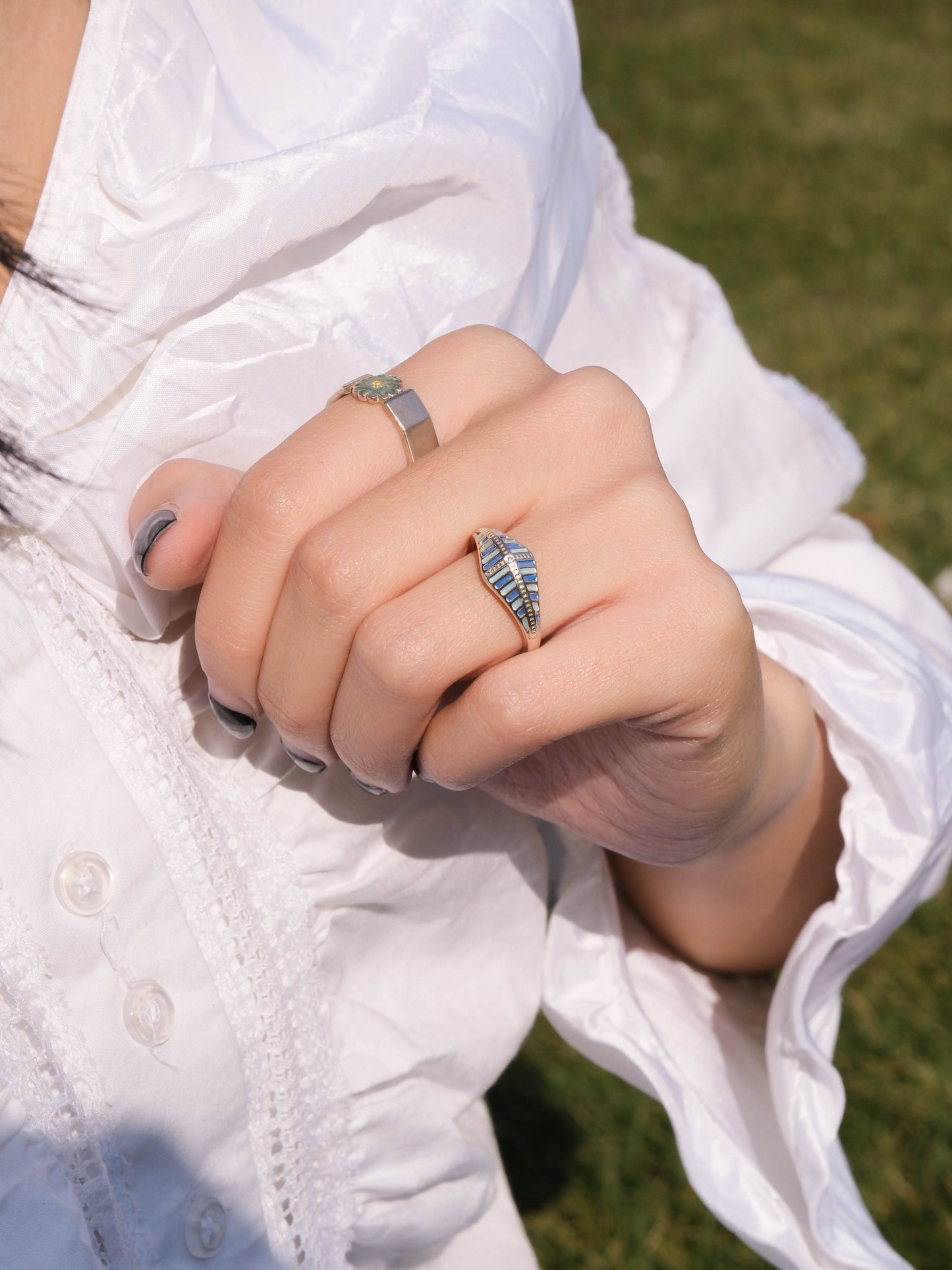 Spring Garden-Enamel Sterling Silver Ring - Zhulry