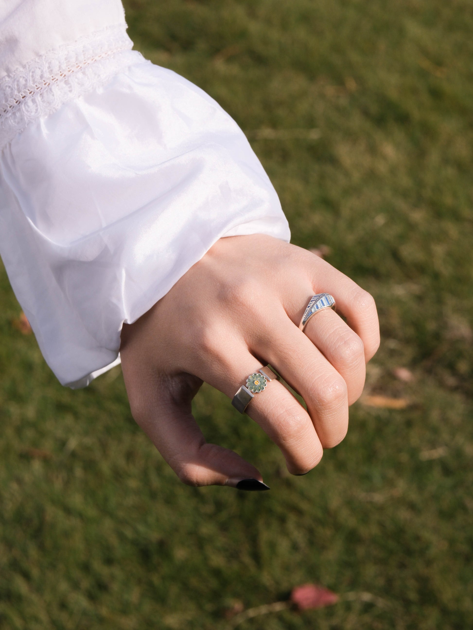 Spring Garden-Enamel Sterling Silver Ring - Zhulry