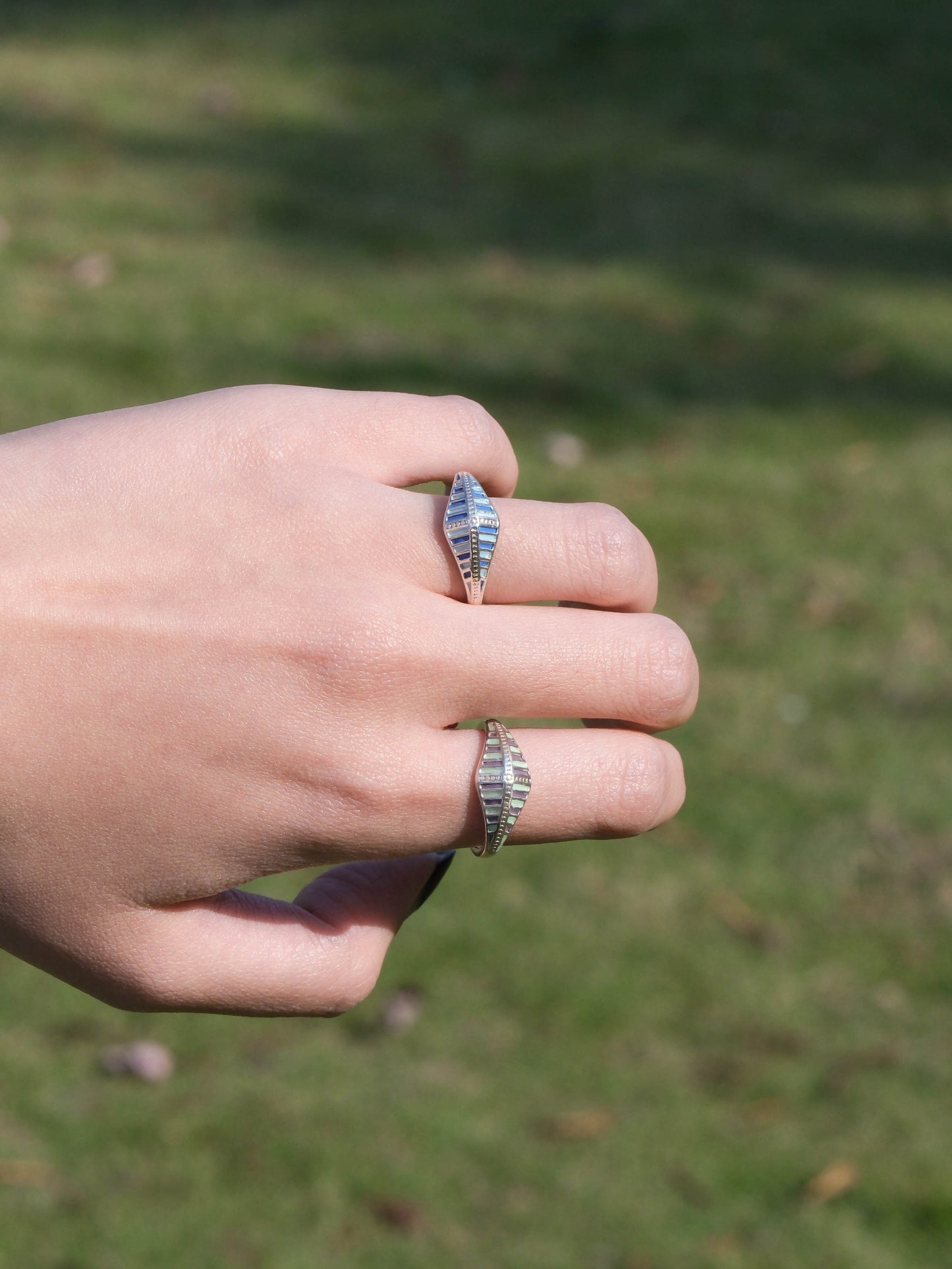 Spring Garden-Enamel Sterling Silver Ring - Zhulry