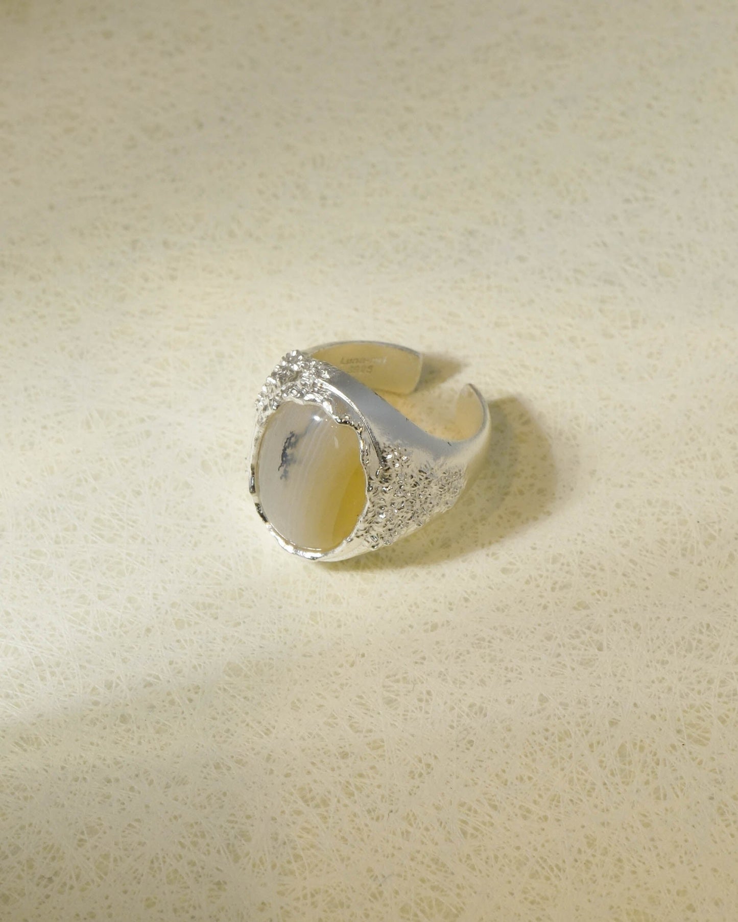 Ocean-Natural Chalcedony Sterling Silver Couple Ring