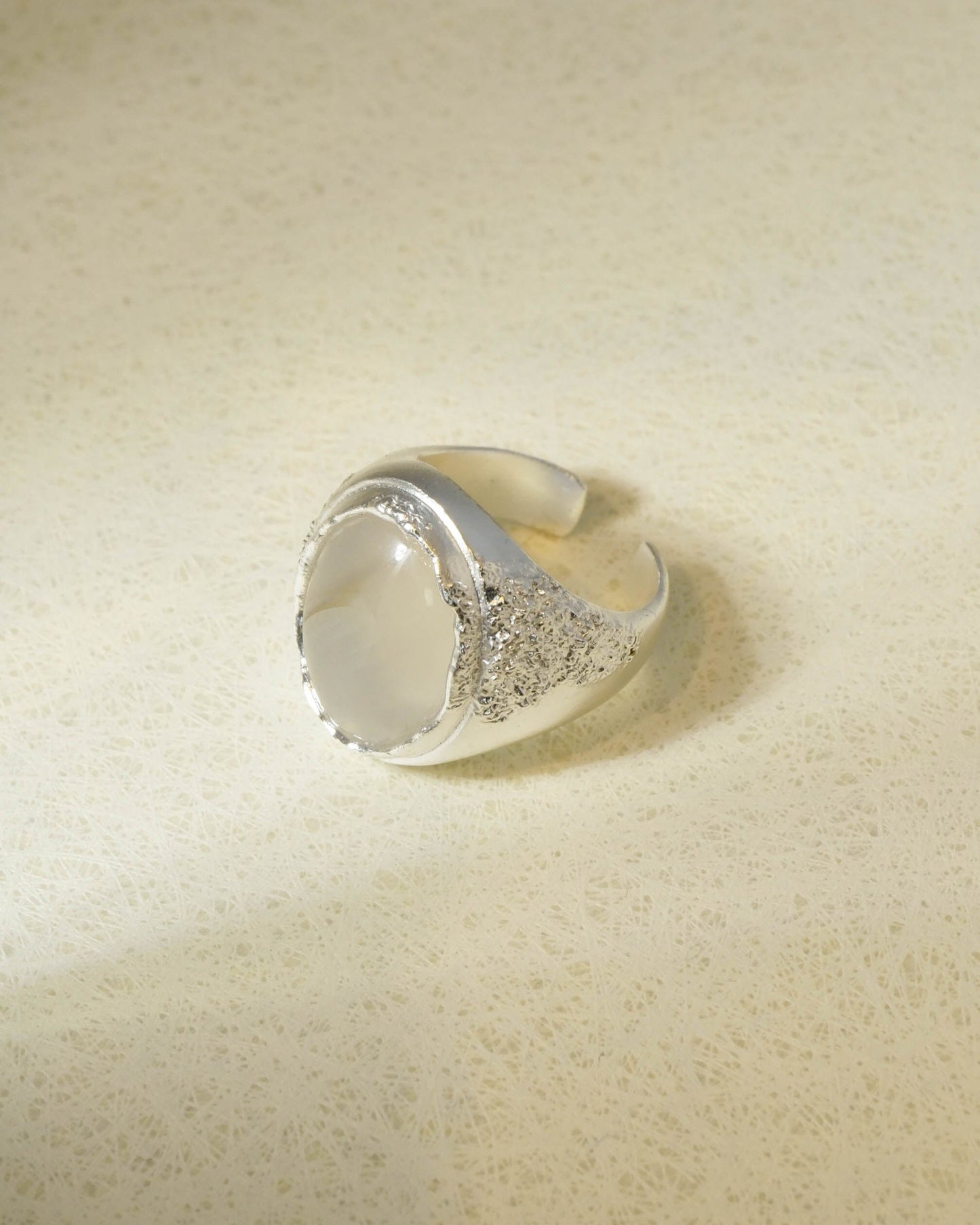 Ocean-Natural Chalcedony Sterling Silver Couple Ring