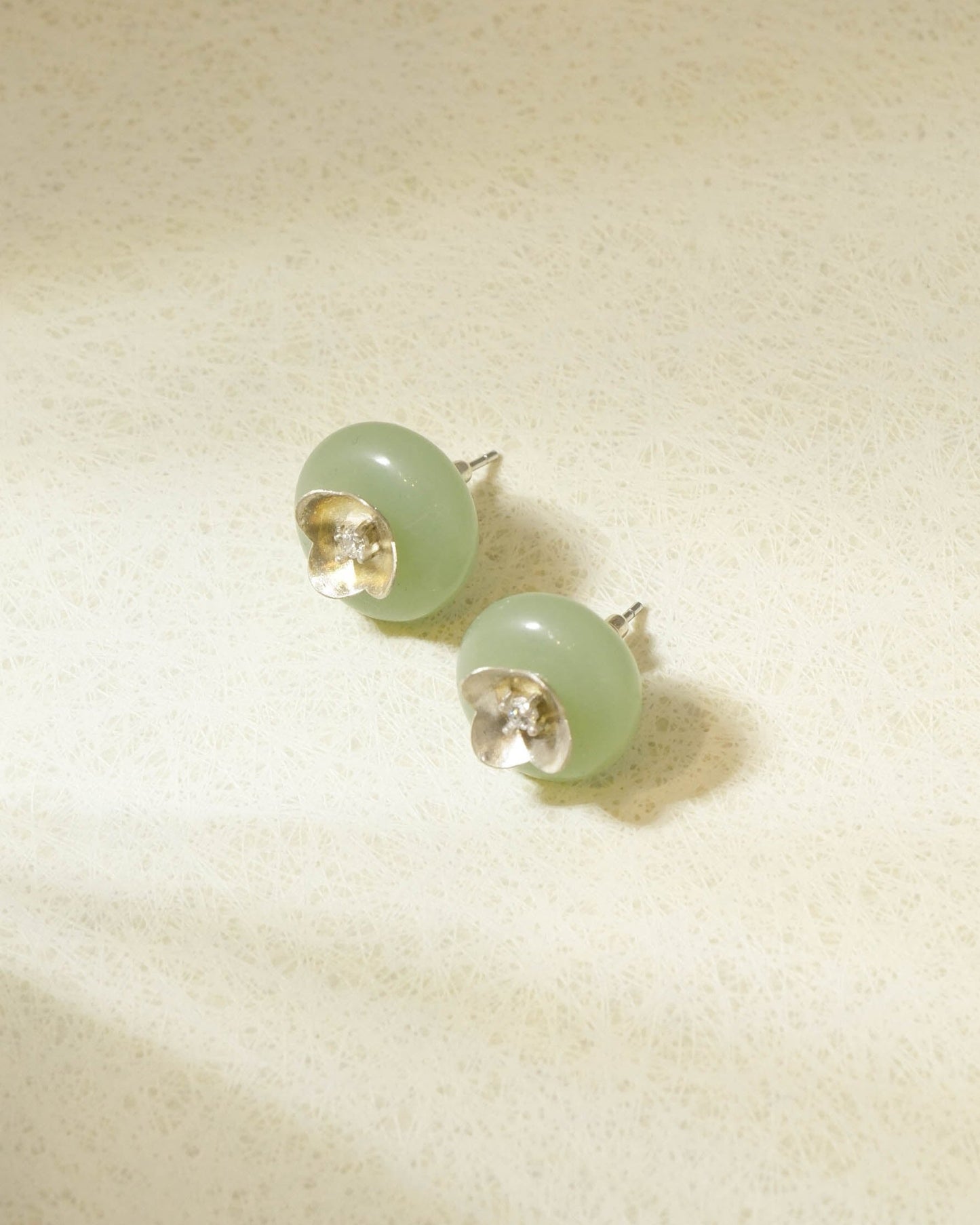 Camellia - Aventurine Sterling Silver Hand-Encrusted Earrings