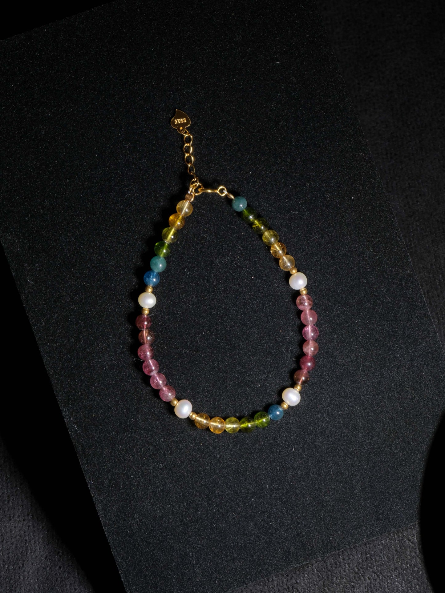 Summer-Colorful Tourmaline Pearl Braided Bracelet