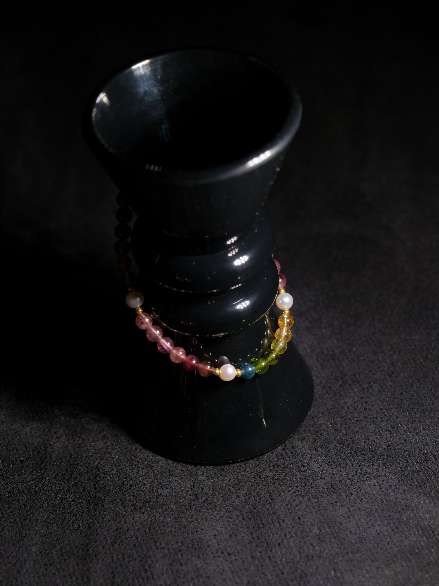 Summer-Colorful Tourmaline Pearl Braided Bracelet