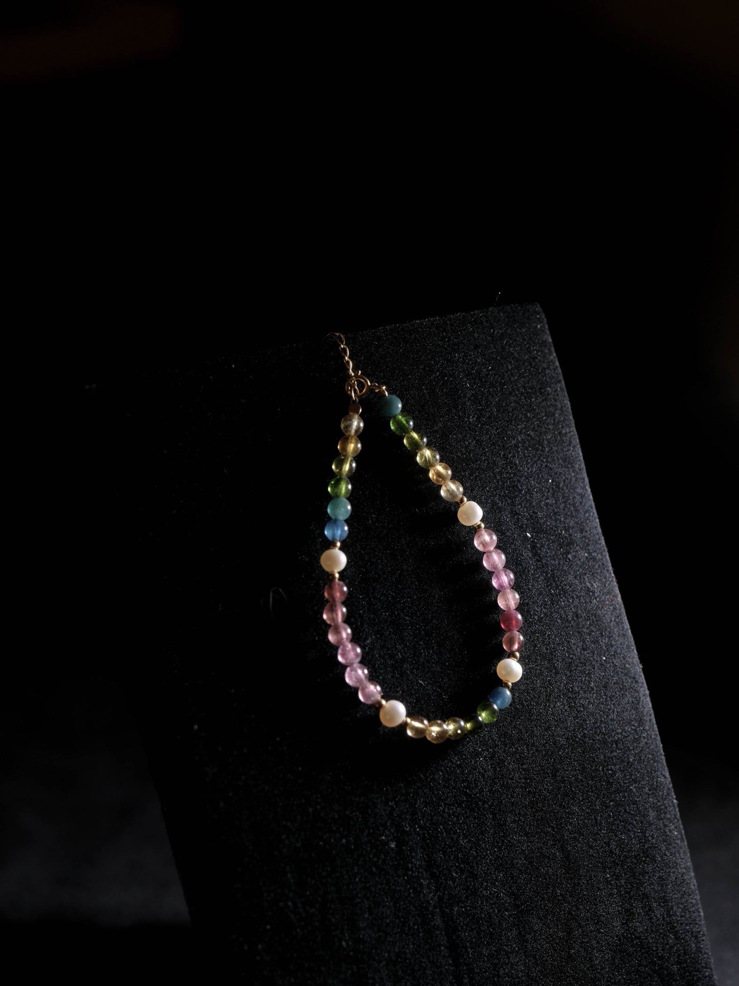 Summer-Colorful Tourmaline Pearl Braided Bracelet