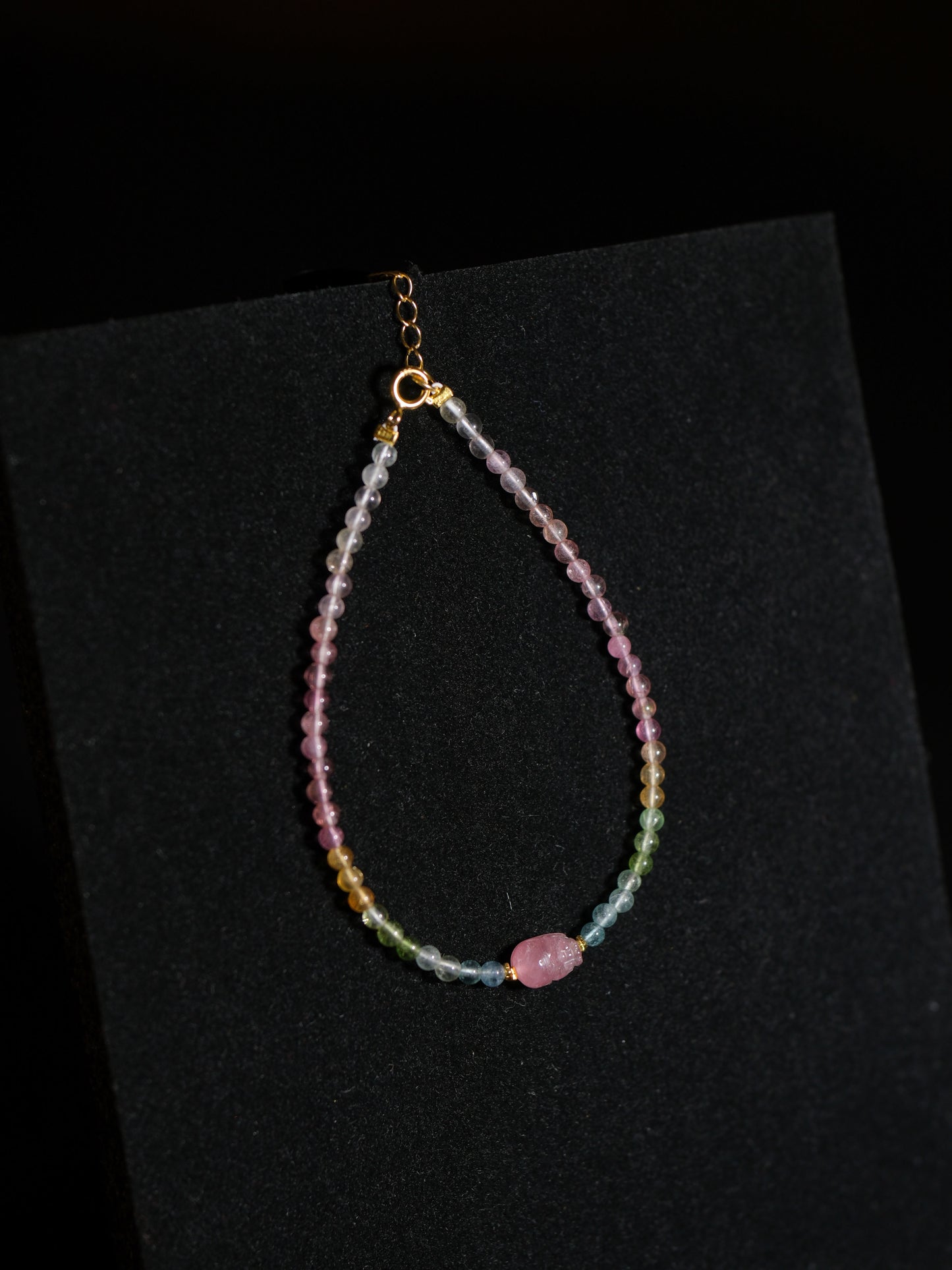 Colorful Tourmaline Pixiu Good Luck Braided Bracelet