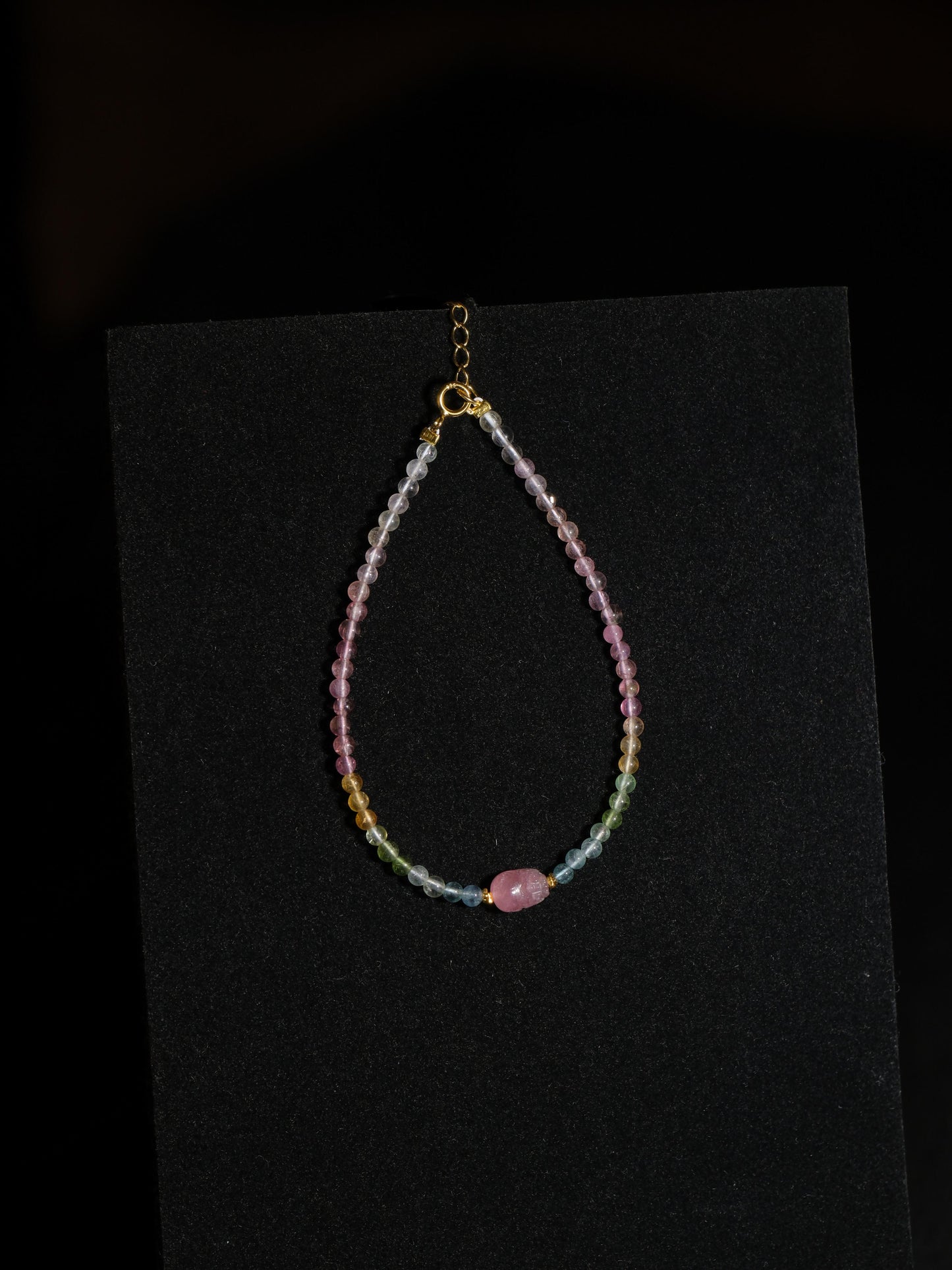 Colorful Tourmaline Pixiu Good Luck Braided Bracelet