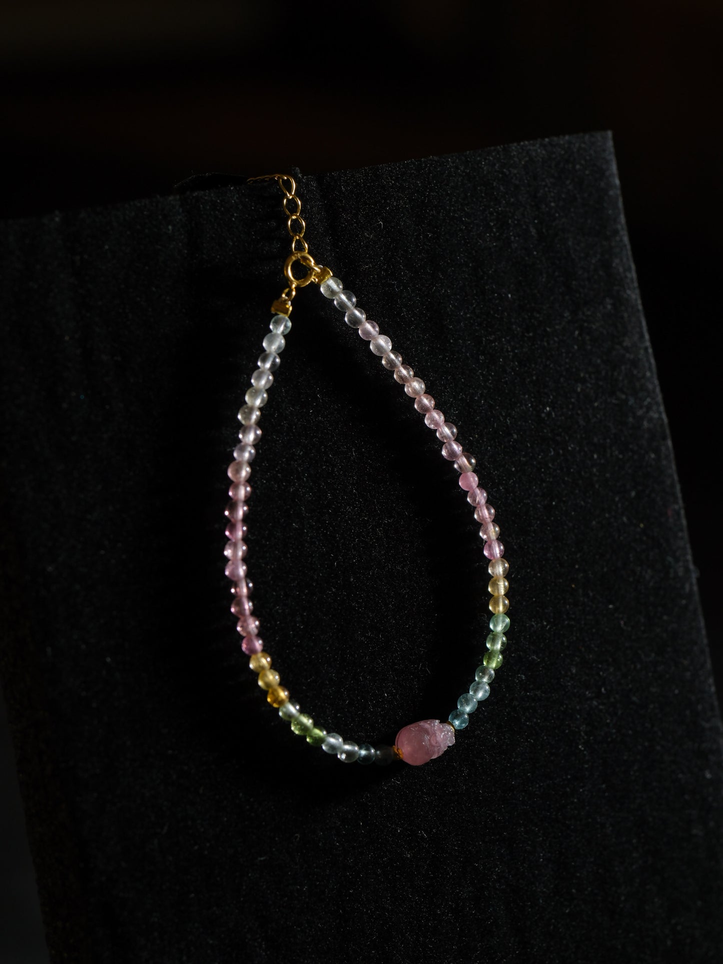 Colorful Tourmaline Pixiu Good Luck Braided Bracelet