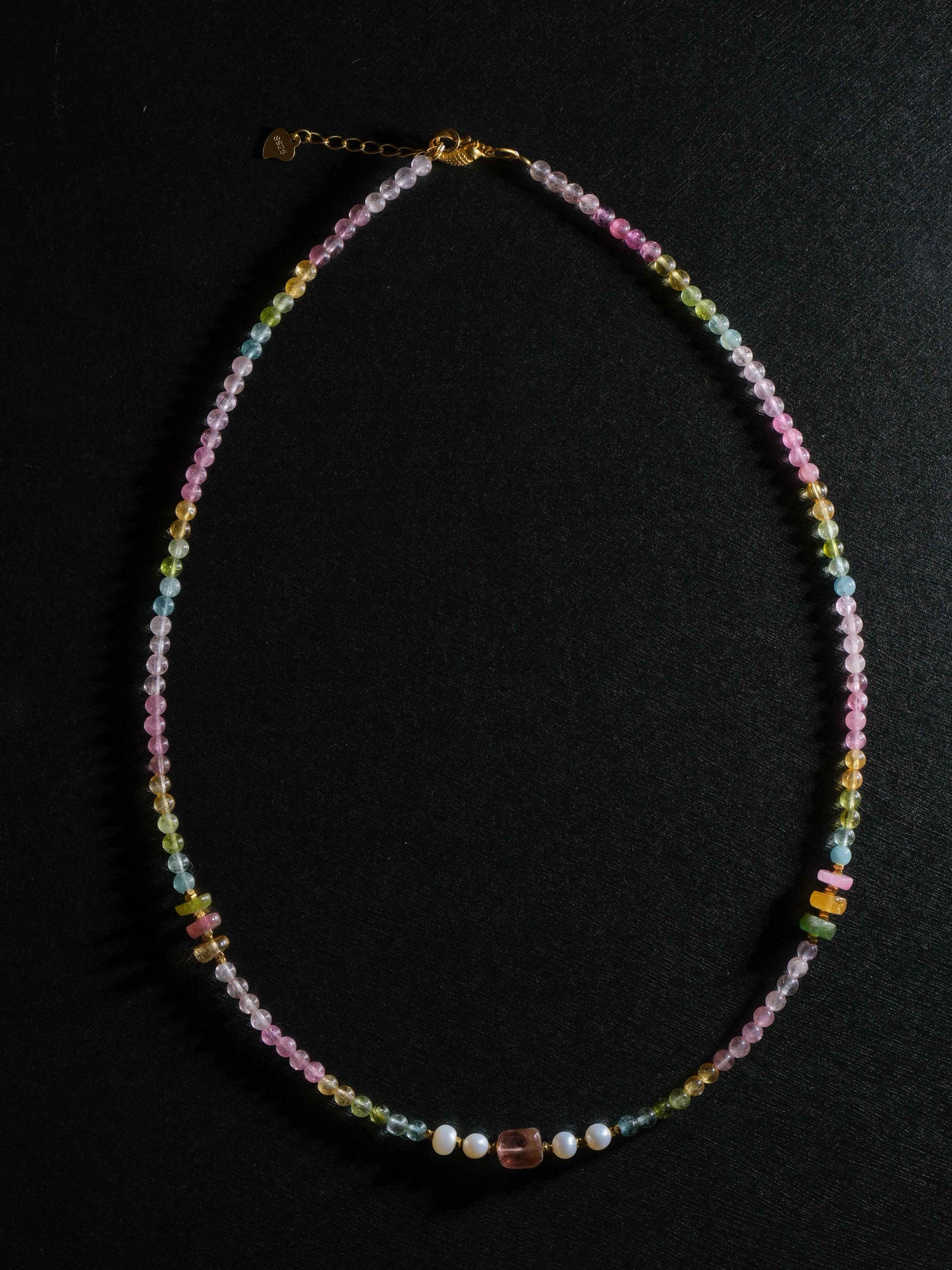 Colorful Tourmaline Pearl Braided Necklace