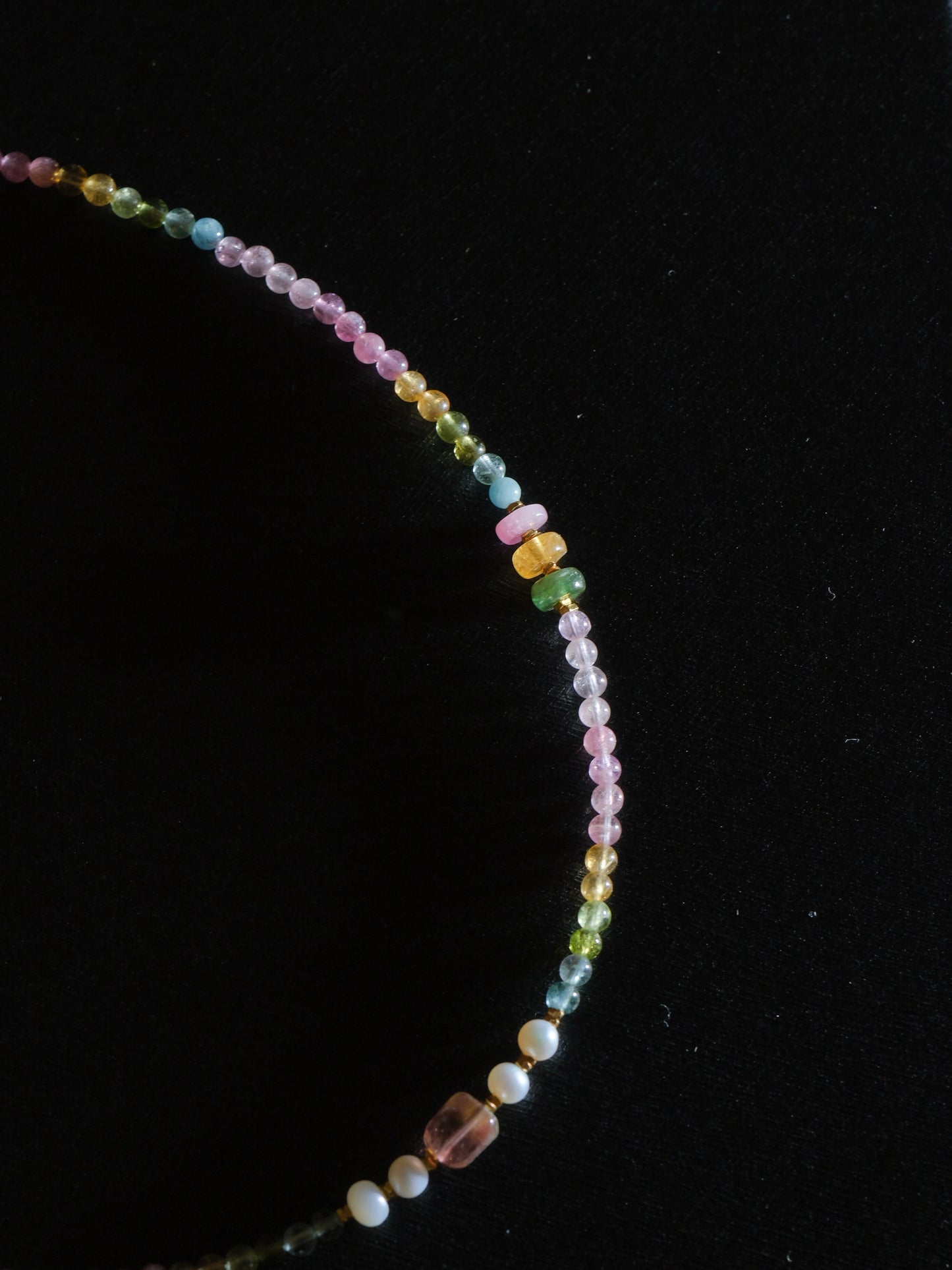 Colorful Tourmaline Pearl Braided Necklace