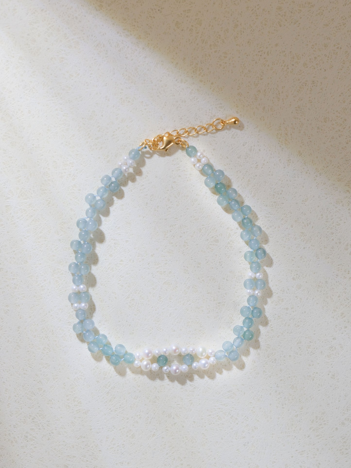 Begonia Pattern-Jadeite Pearl Braided Thin Bracelet