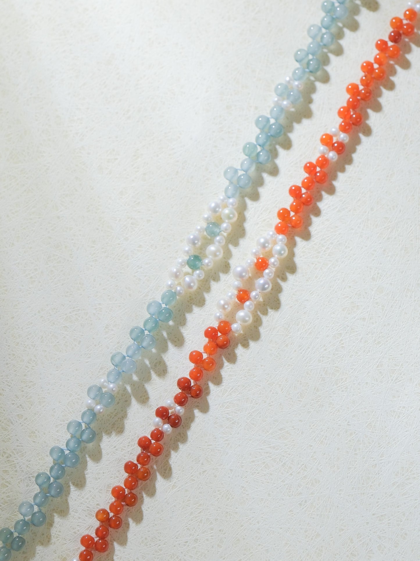 Begonia Pattern-Jadeite Pearl Braided Thin Bracelet