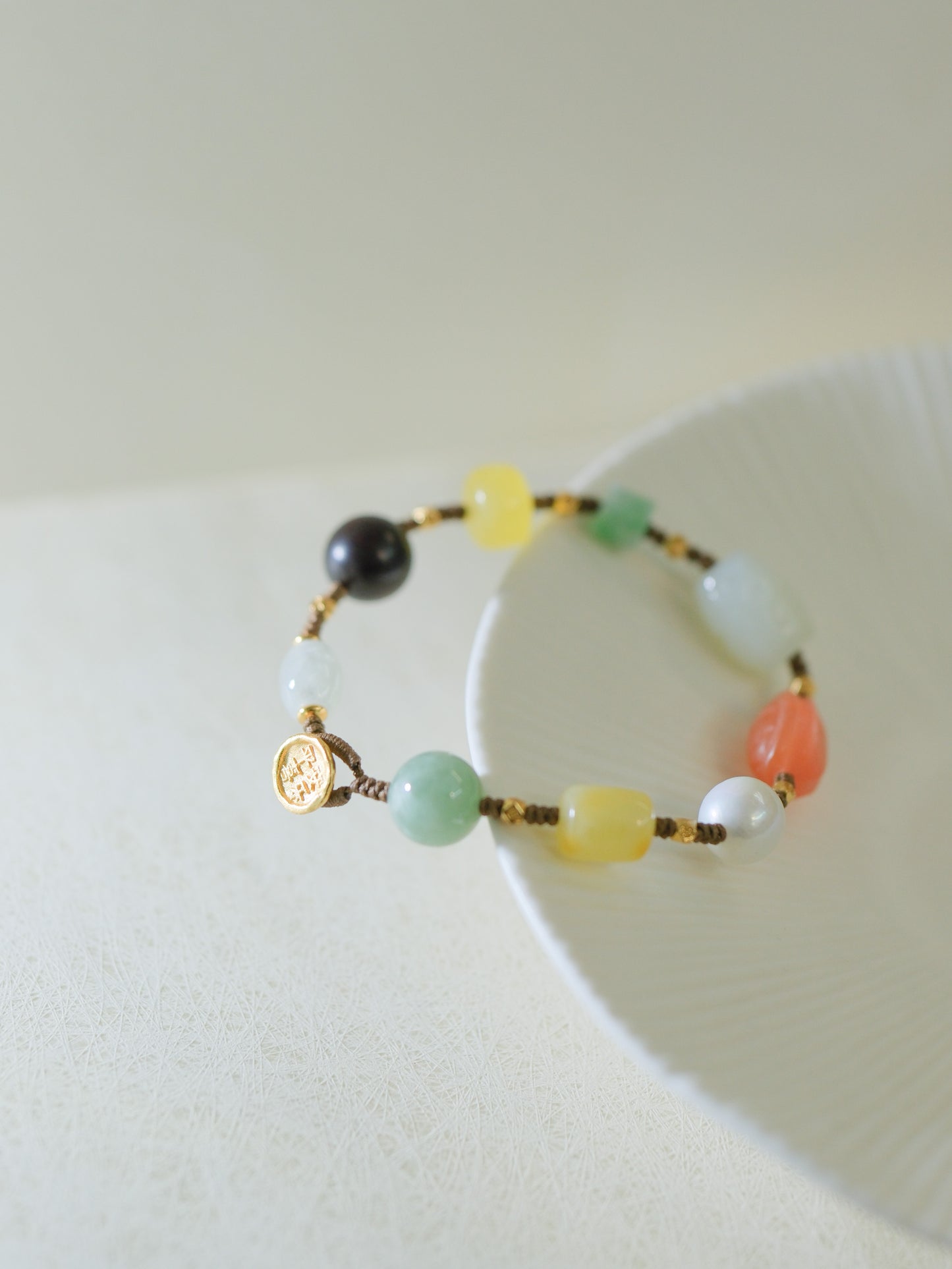 Hetian Jade Sandalwood Pearl Braided Bracelet