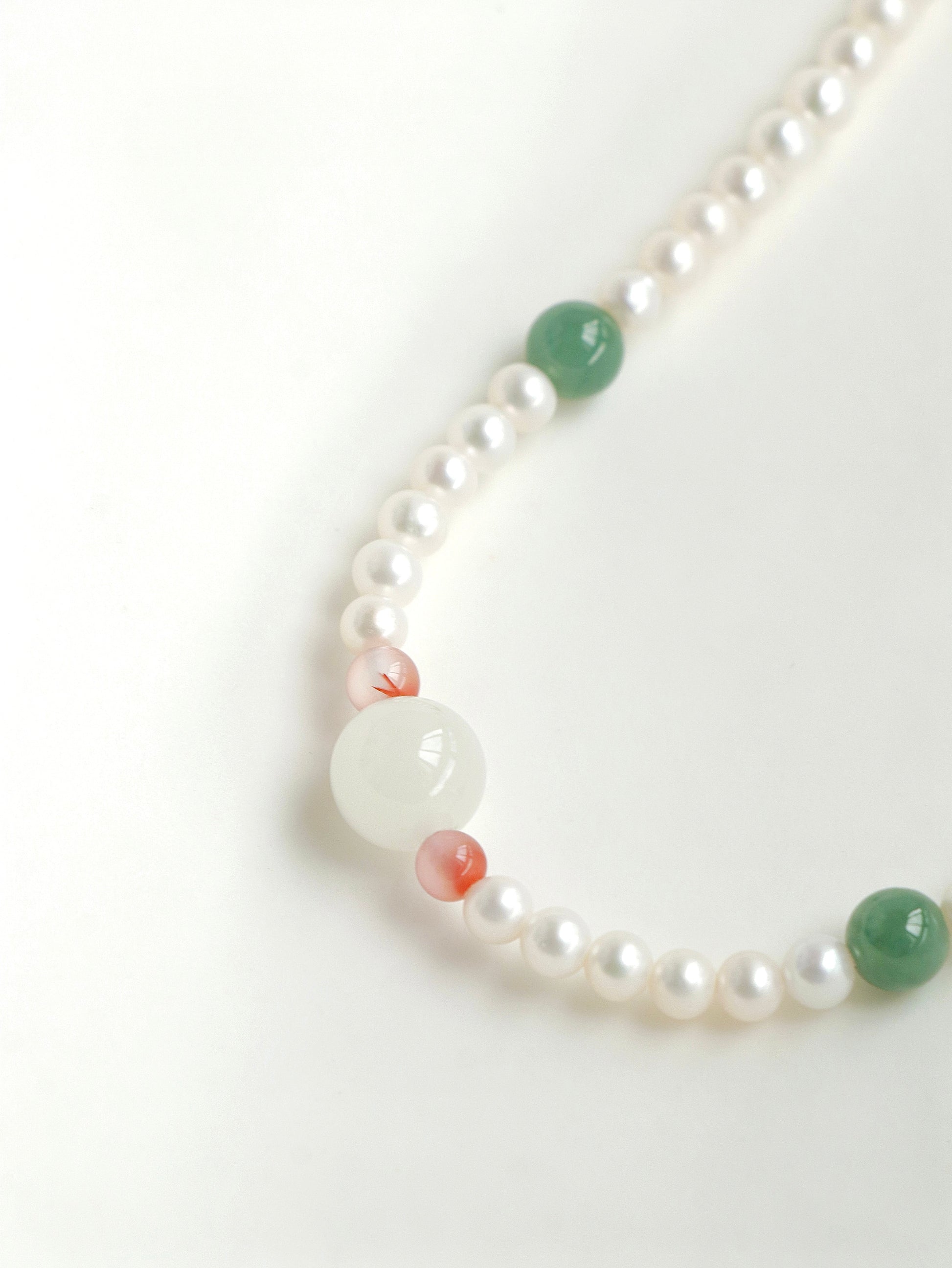 White jade and Blue Jadeite Hand Beaded Necklace