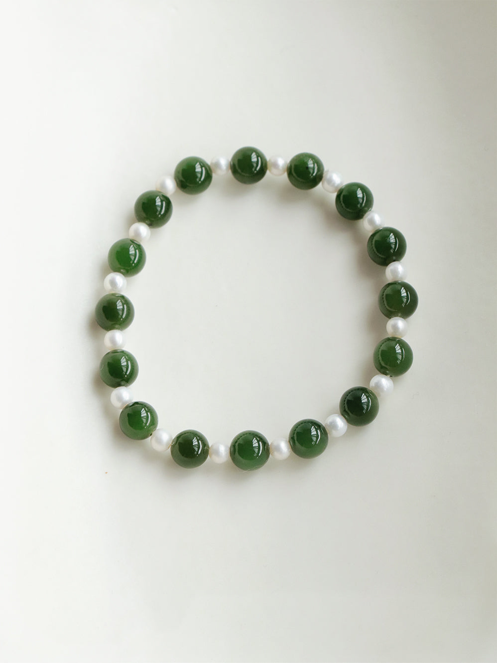 Emerald Green Jade Pearl Cross Beaded Bracelet