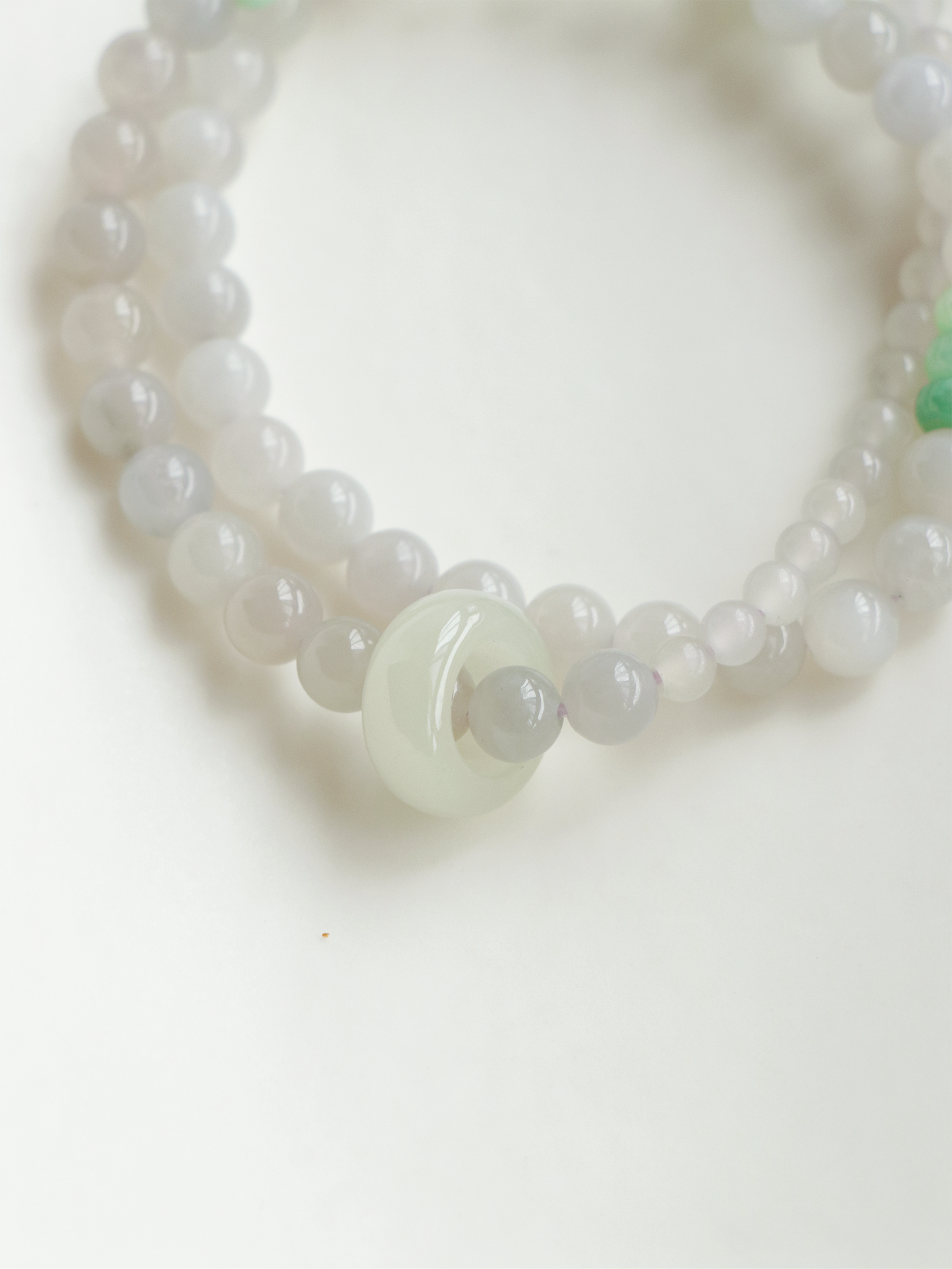 Lotus-Light Gray Natural Jade Running Ring Double Circle Beaded Bracelet