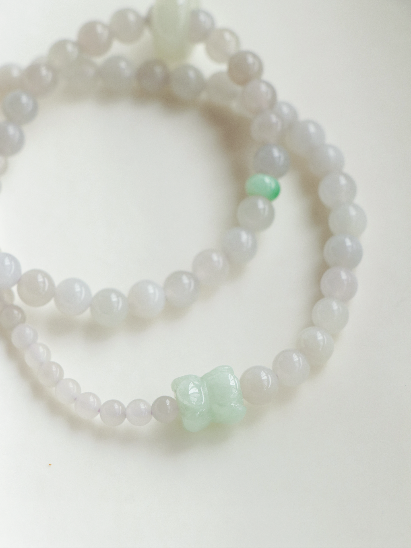 Lotus-Light Gray Natural Jade Running Ring Double Circle Beaded Bracelet