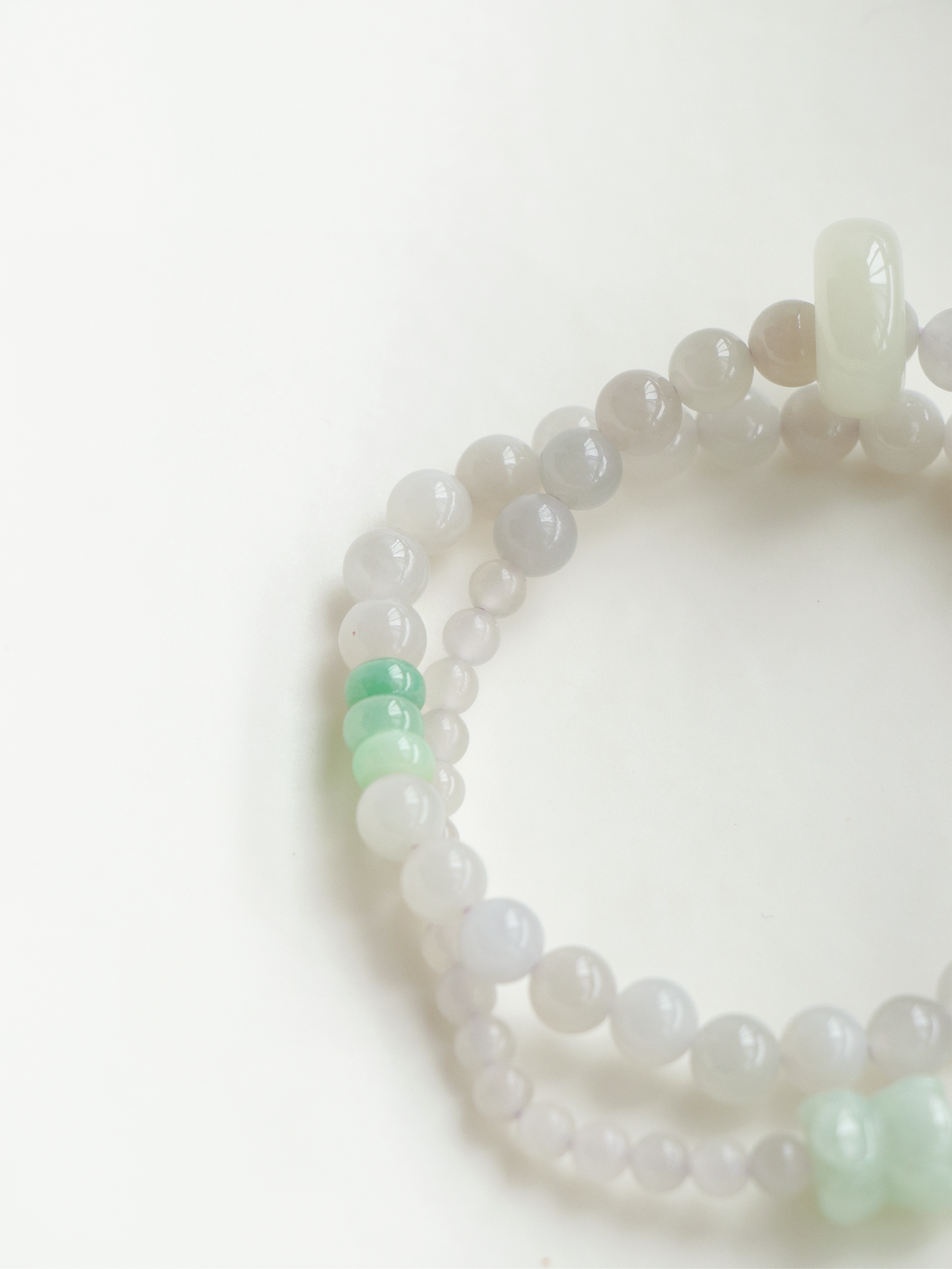 Lotus-Light Gray Natural Jade Running Ring Double Circle Beaded Bracelet